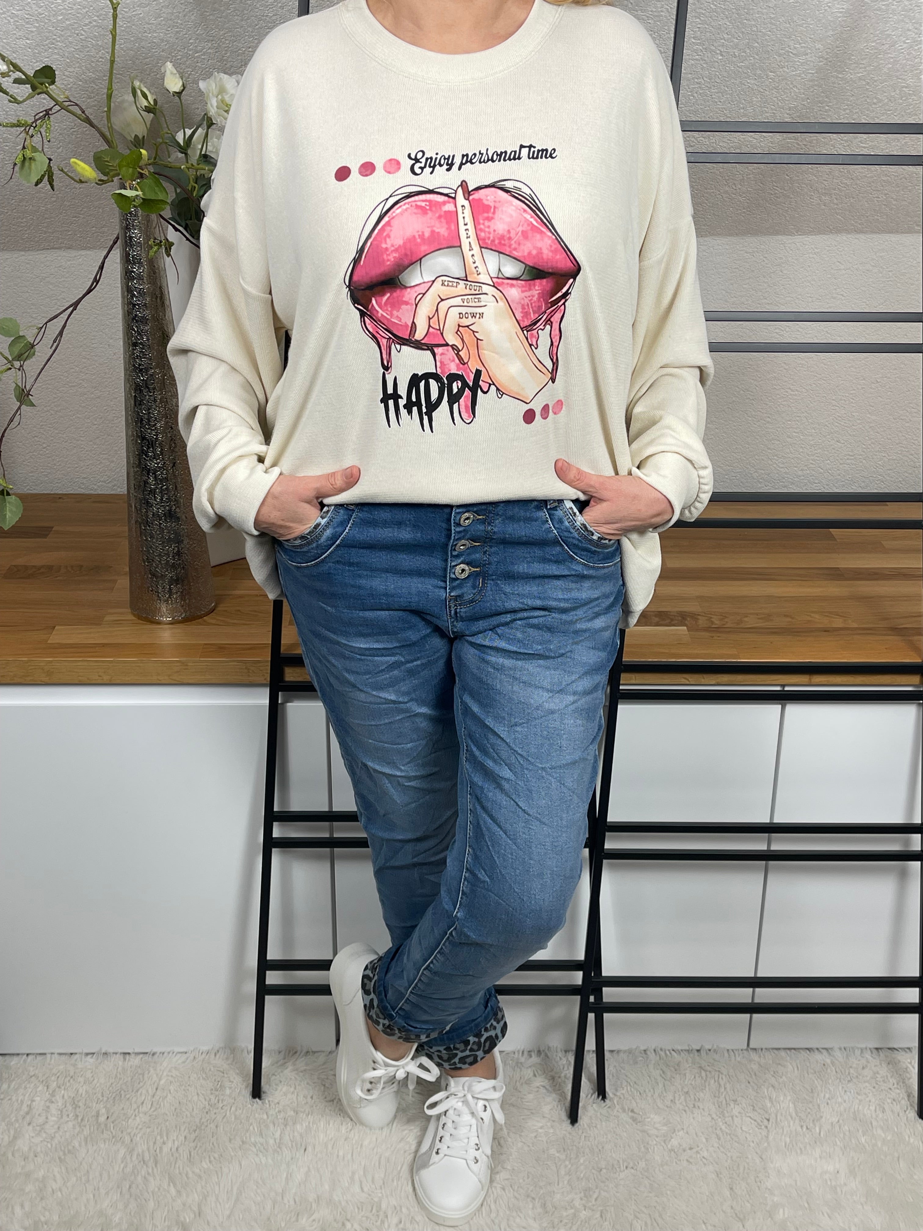 !!!!KEINE RETOURE MÖGLICH!!!! Damen - Pullover mit „Lippenmotiv“Einheitsgrösse Gr. 40 - 46 in 5 Farben