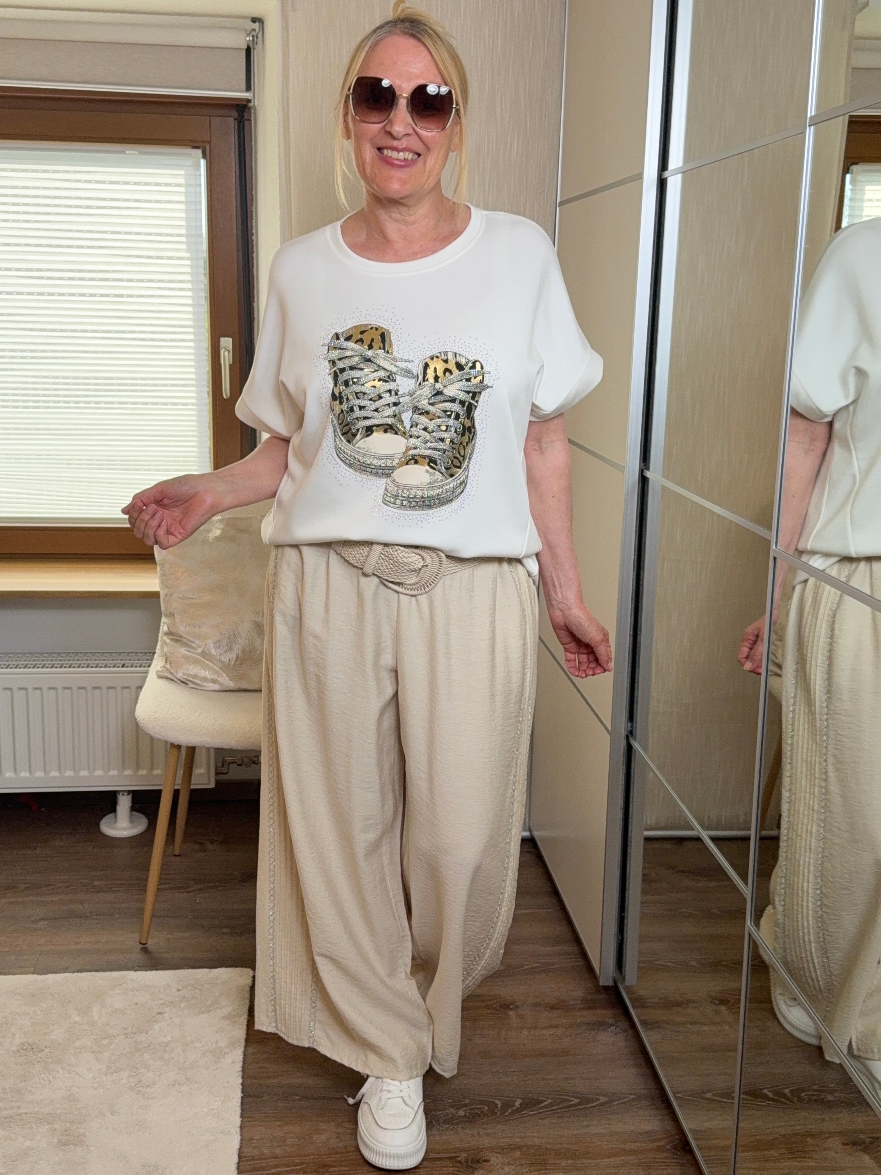 Glam „Sneaker“ Shirt in Sweat-Qualität Einheitsgröße Gr. 40 - 46 in 4 Farben