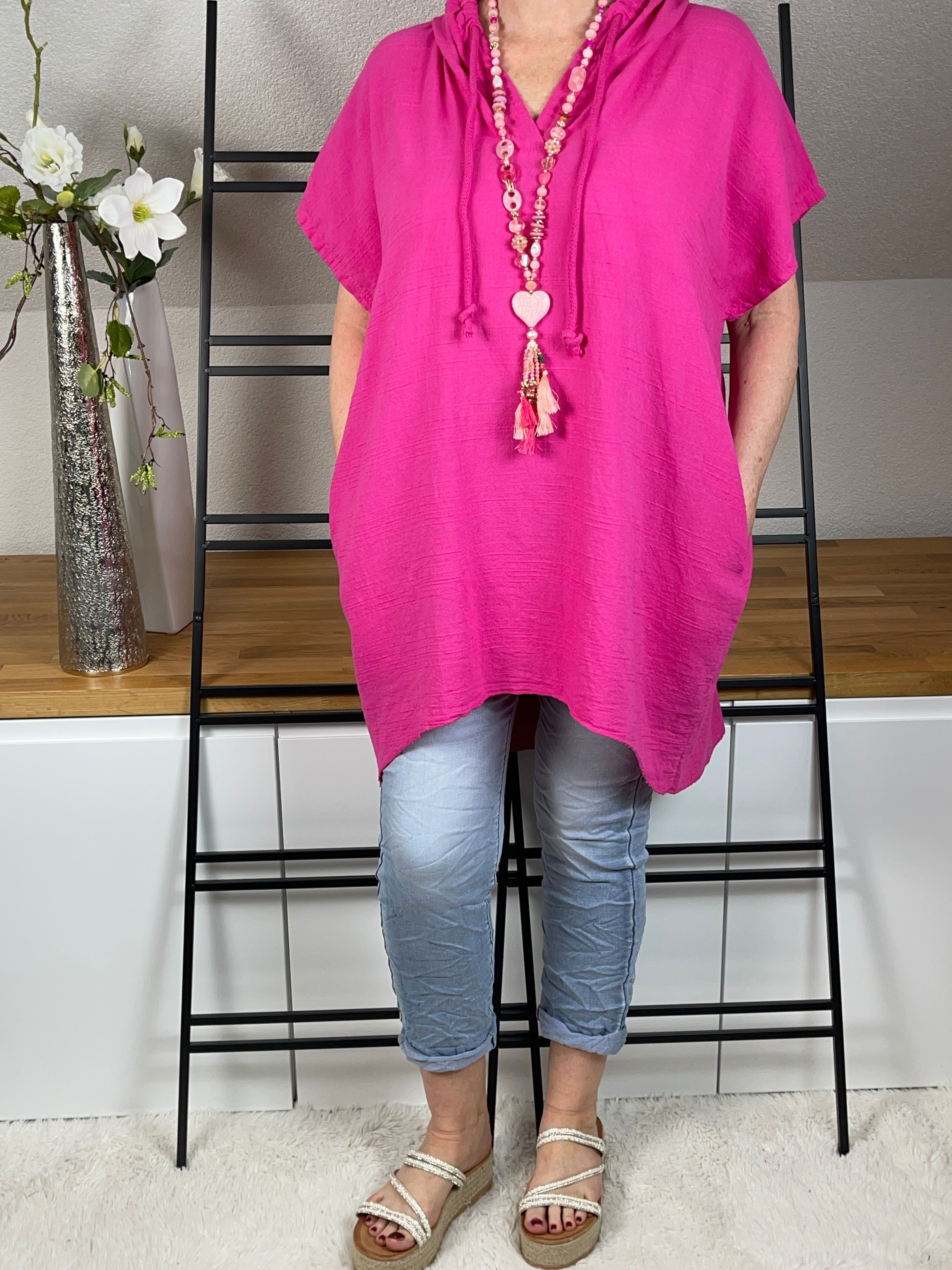 !!!!KEINE RETOURE MÖGLICH!!!! Tunika - Kleid „Lori“ mit Kapuze Einheitsgröße Gr. 38 - 46