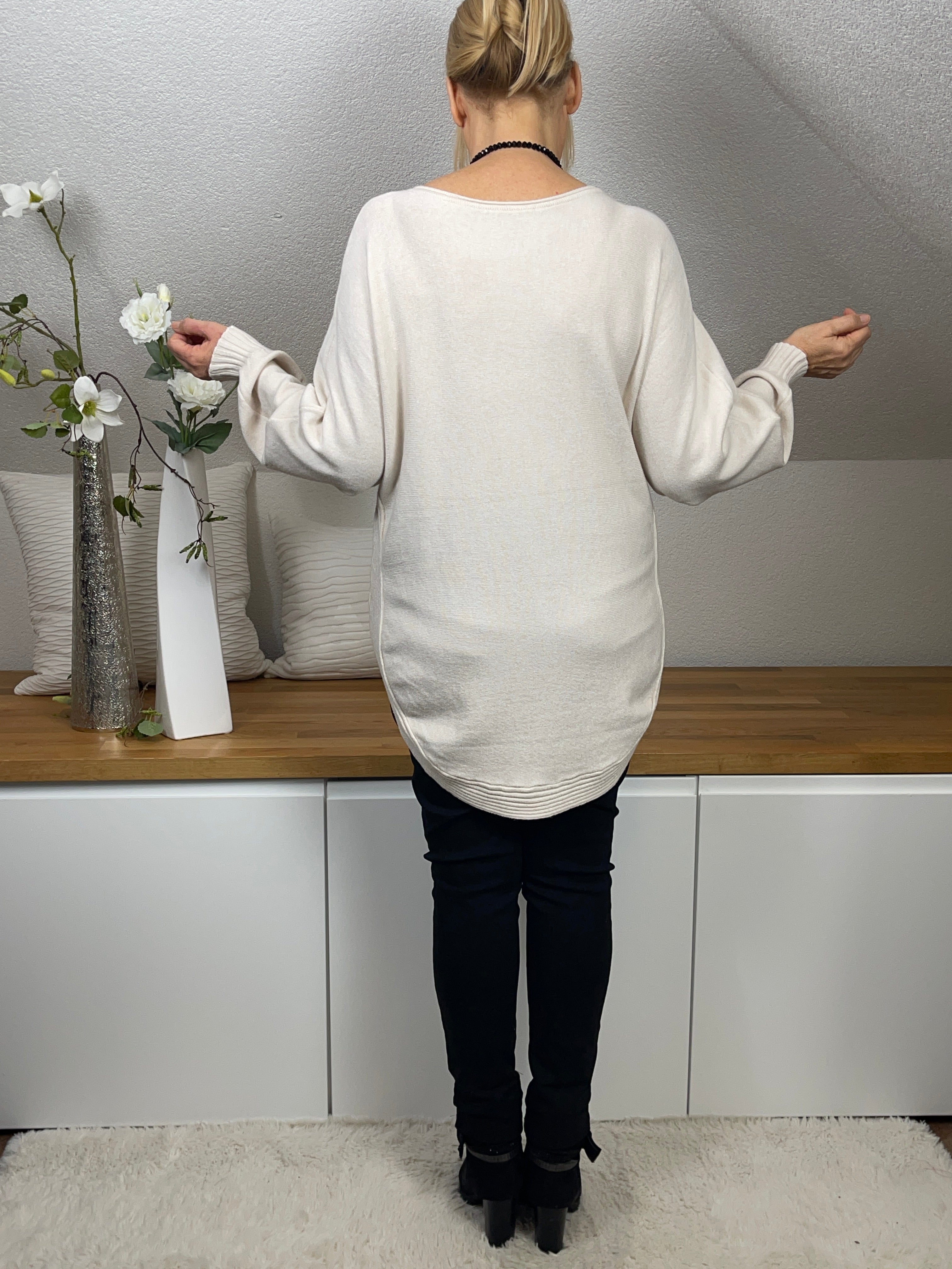 Hochwertiger Damen Feinstrick - Long - Pullover Einheitsgrösse Gr. 38 - 44 in 5 Farben