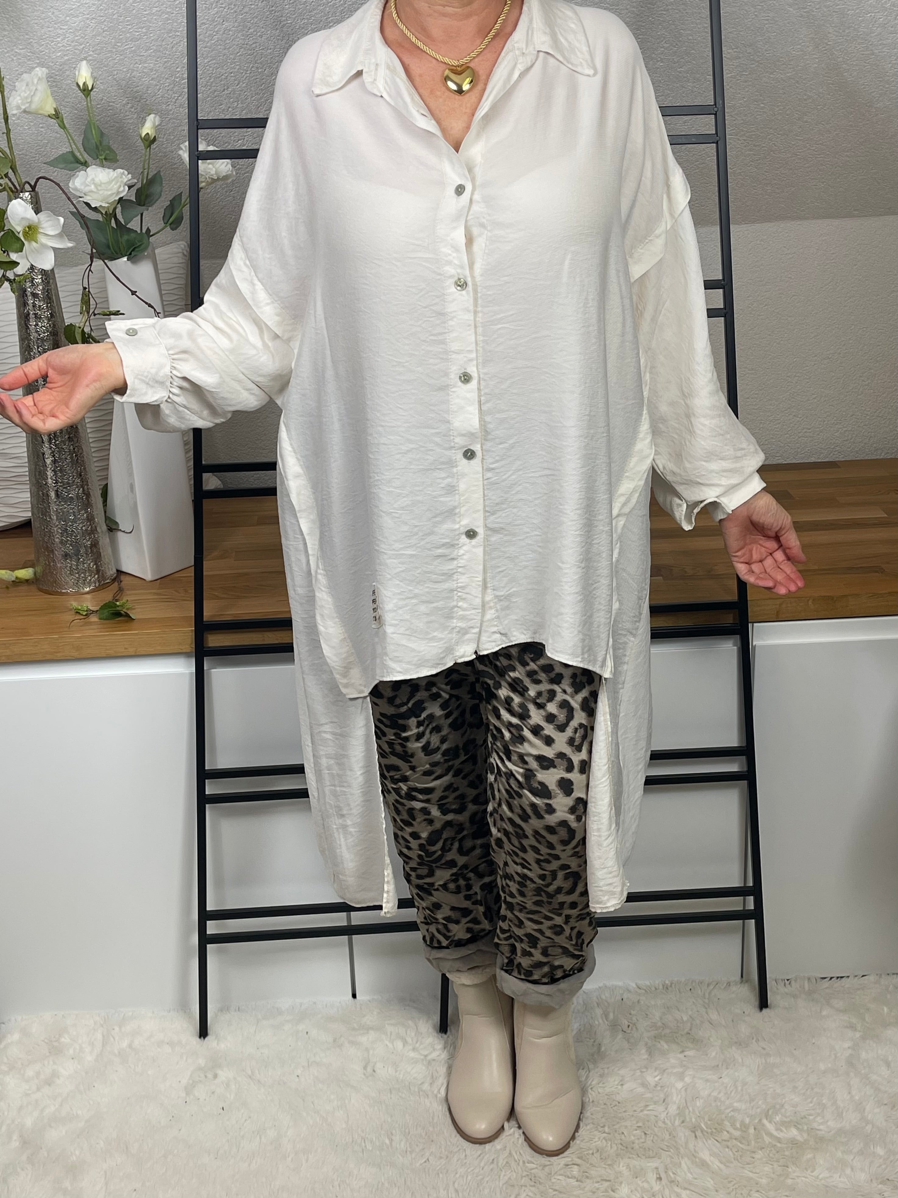 Damen Longbluse Einheitsgröße Gr. 40 - 46 in 3 Farben