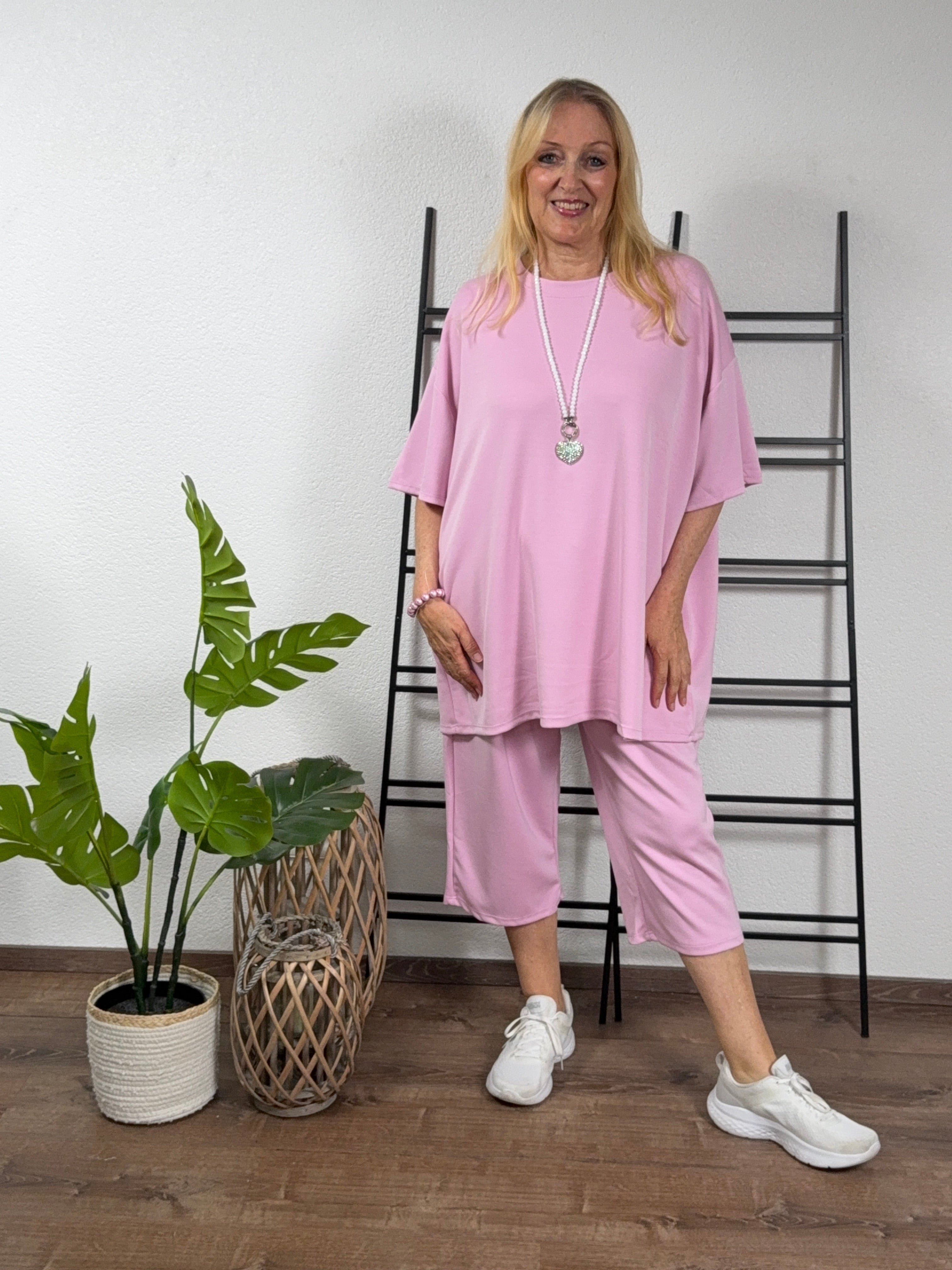 2 tlg. Kombination - „Fluffi“ 3/4 Hose und T - Shirt Einheitsgröße Gr. 44-52 in zwei Farben