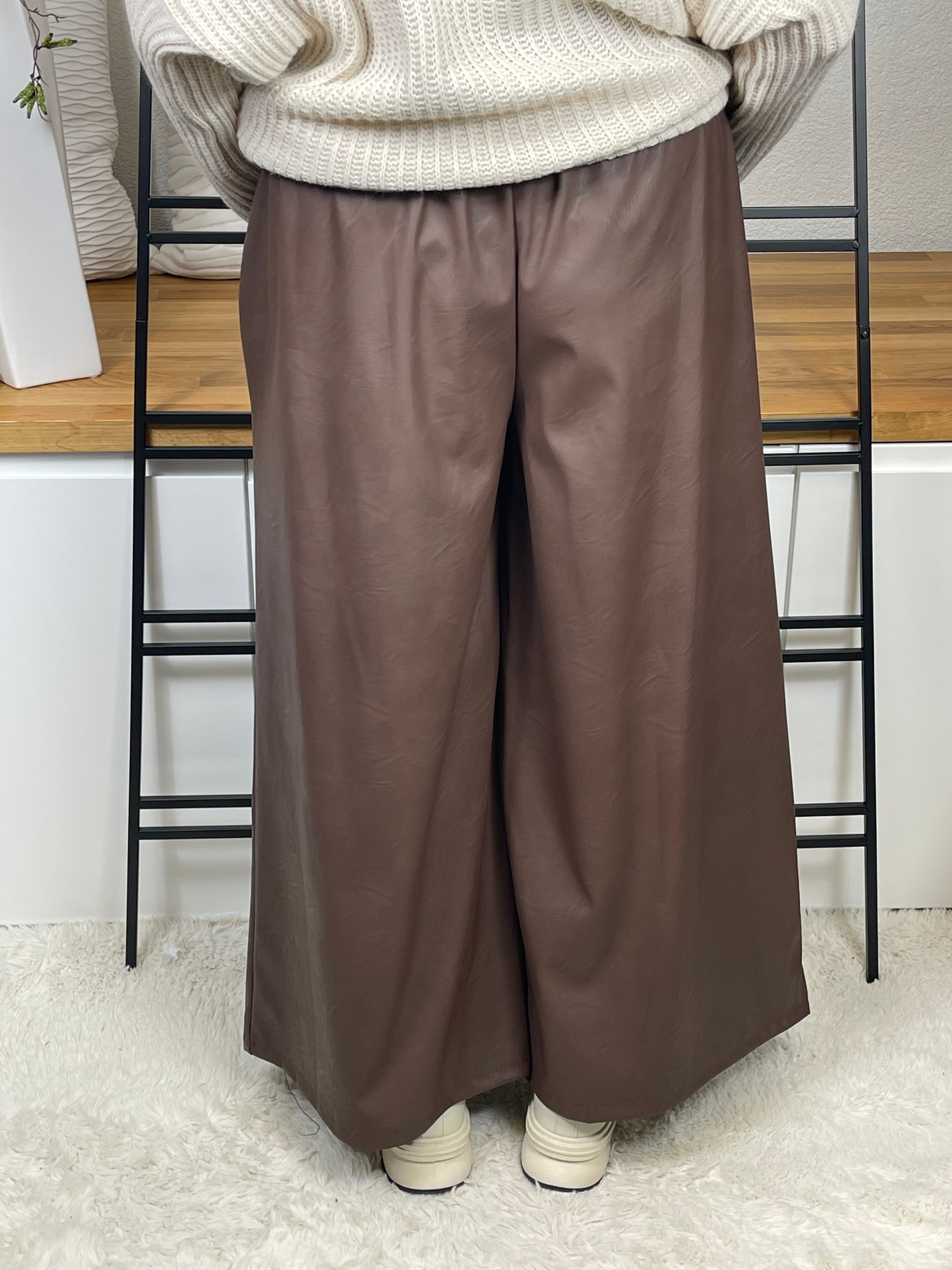 Elegante Damen Jogpant mit Gürtel „Kunstleder“ Gr. 44 -52 in 4 Farben