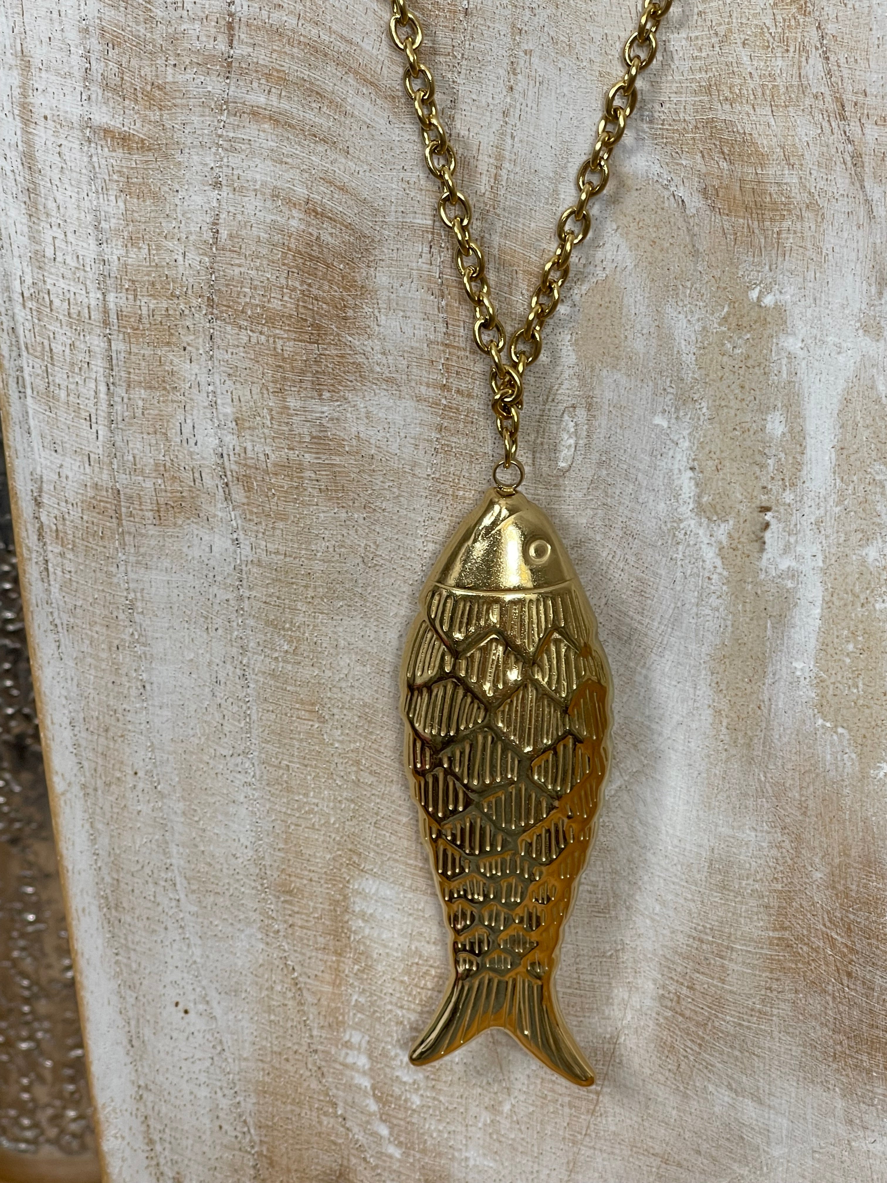 Elegante lange Edelstahl - Kette „Fisch“ in 2 Farben