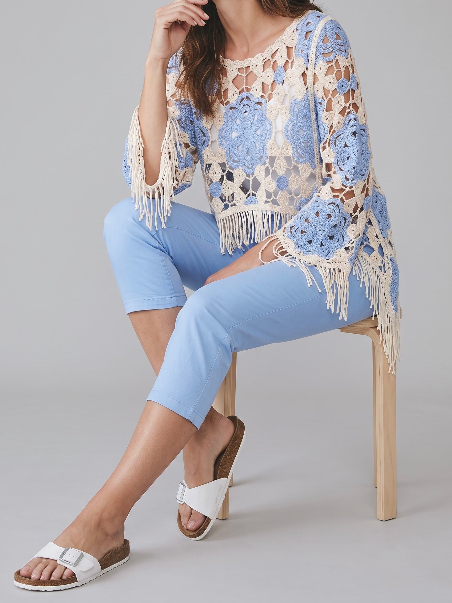Gehäkelter Überwurf - Poncho „Boho“ in 3 Farben