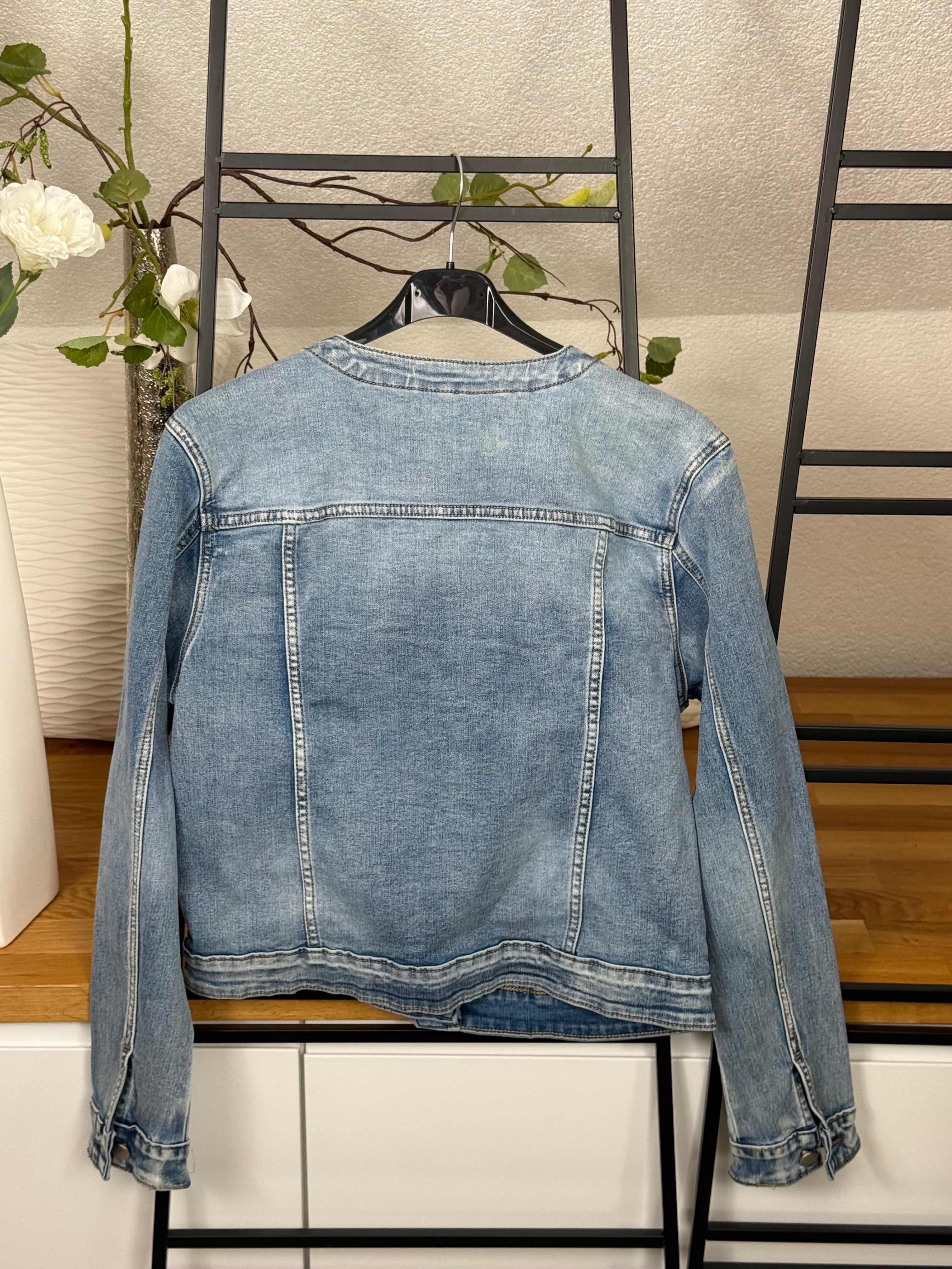 Jeansjacke mit Perlen und Pailletten Einheitsgröße Gr. 38 - 40 blau