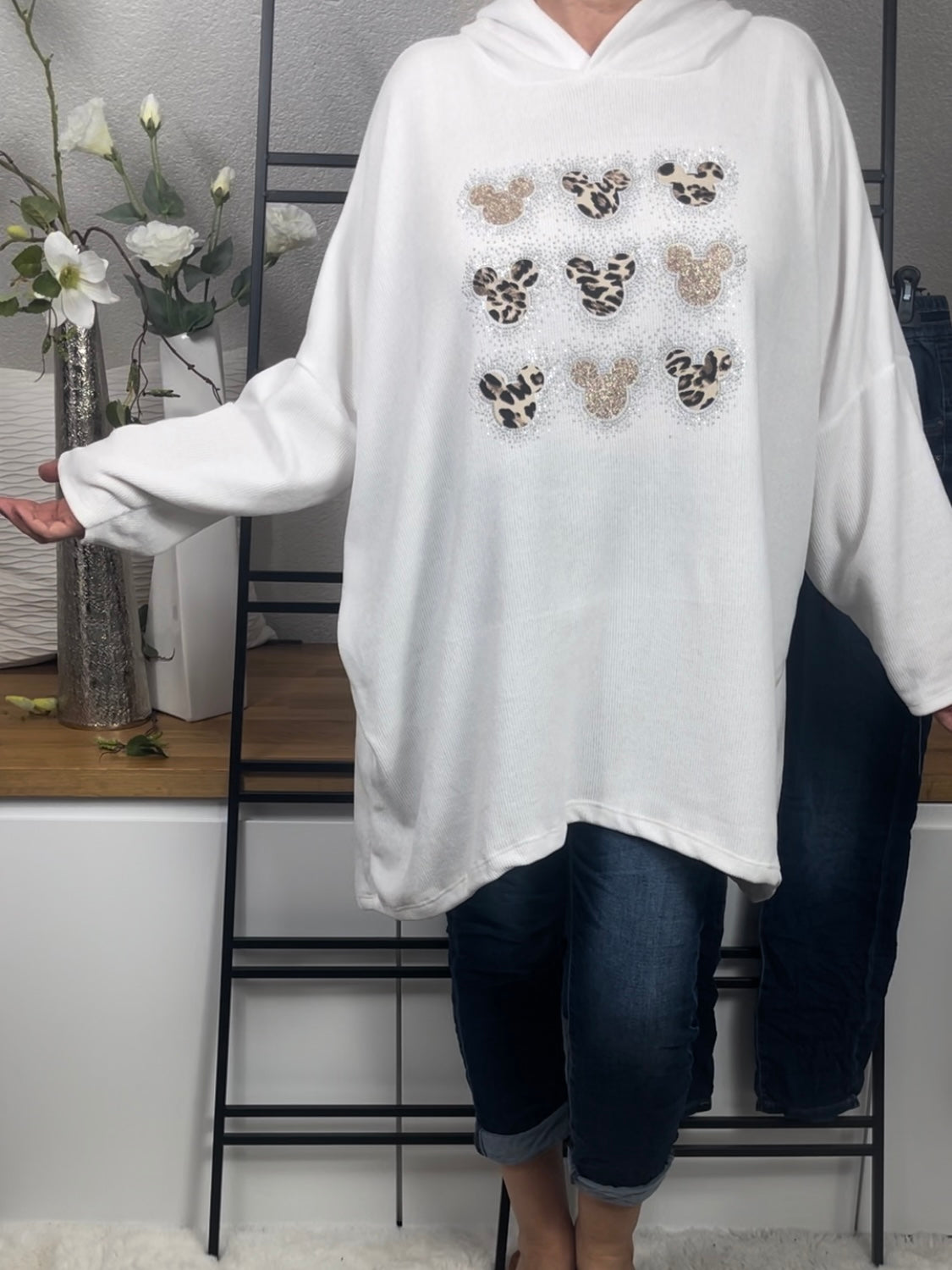 Damen -Hoodie „Mickey“ Einheitsgrösse Gr. 42 - 48 in 5 Farben