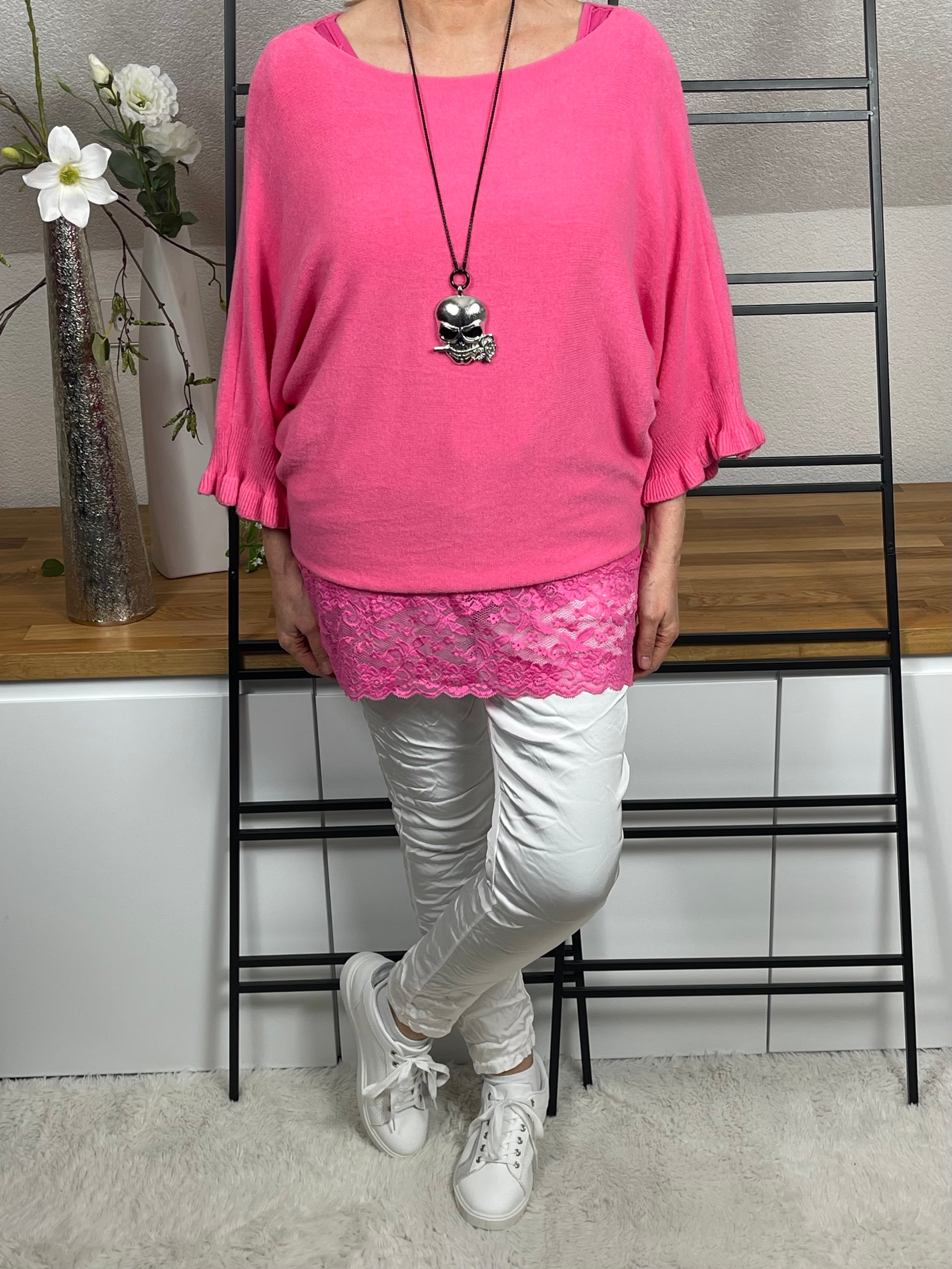 !!!!KEINE RETOURE MÖGLICH!!!! Damen - Top mit eleganter Spitze Einheitsgröße Gr. 42 - 48 in 6 Farben