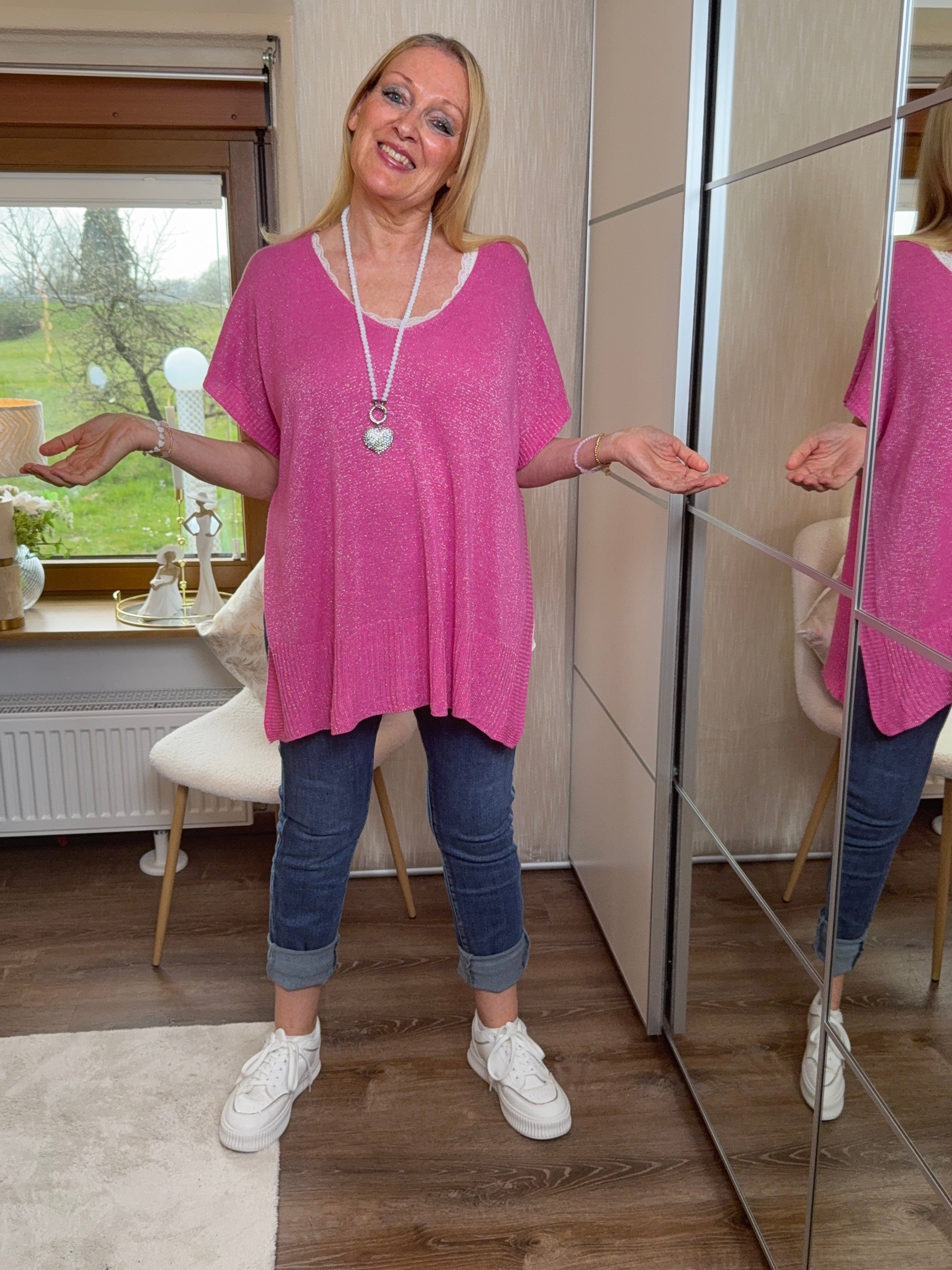 Poncho - Überzieh - „Allrounder“ Einheitsgrösse Gr. 38 - 46 in pink