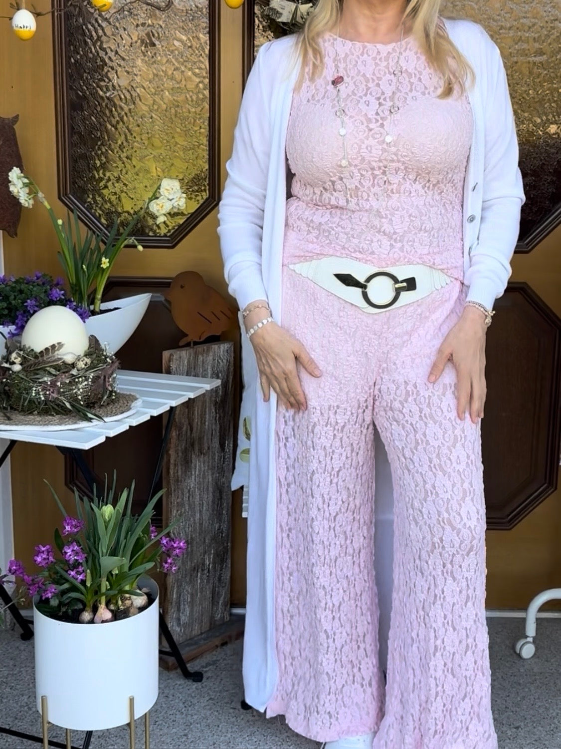 Hochwertiger Feinstrick - Mantel Einheitsgrösse Gr. 36 - 44 in cremeweiß