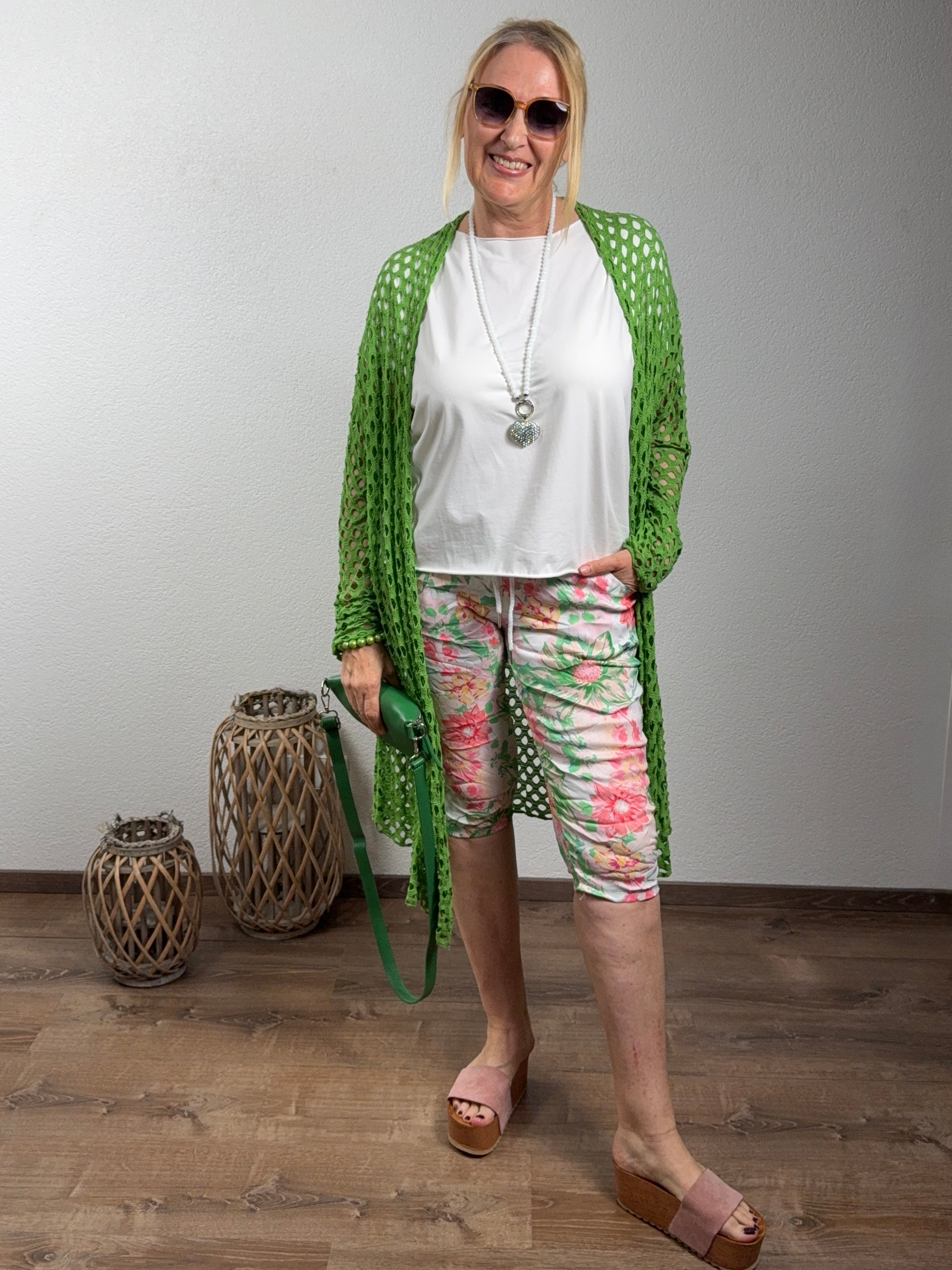3/4 Jogpant „Fleur“ mit Kordelzug Einheitsgrösse Gr. 36 - 42 in 4 Varianten