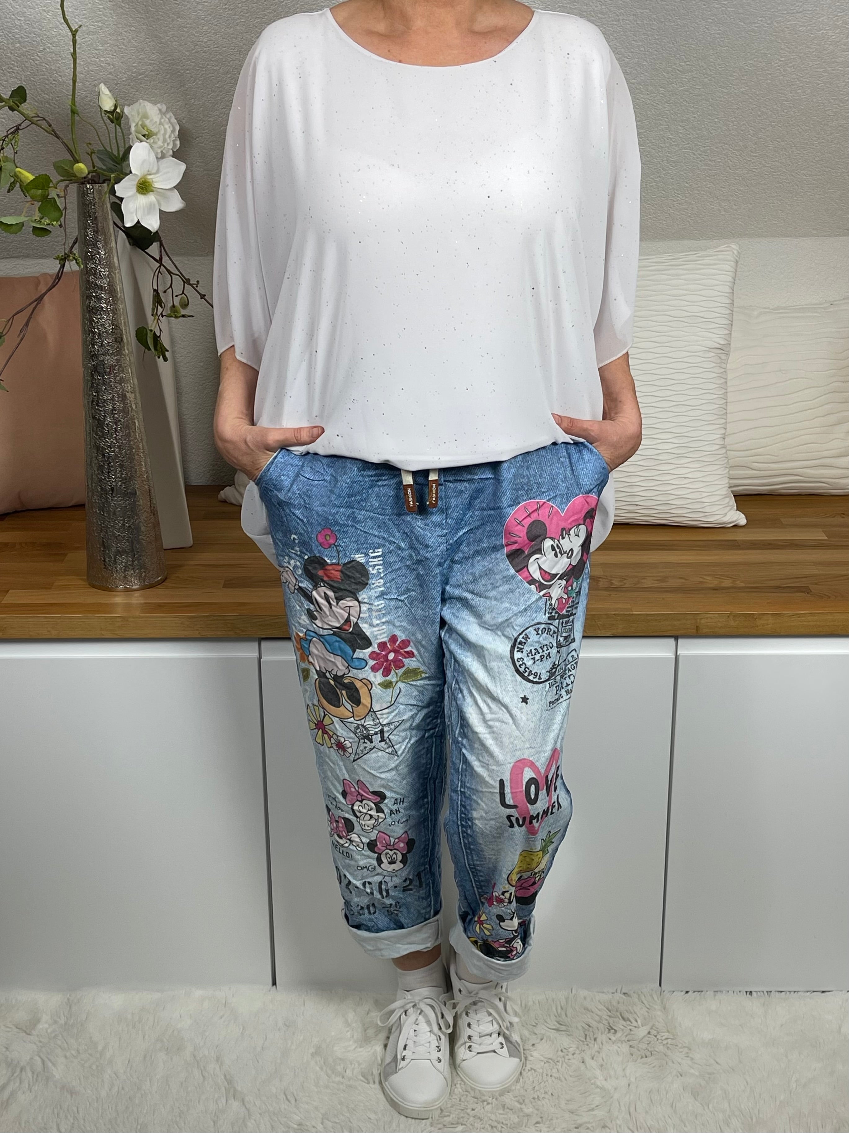 Damen - Tunika „Flattershirt“ Einheitsgrösse Gr. 38 - 48 in 2 Farben