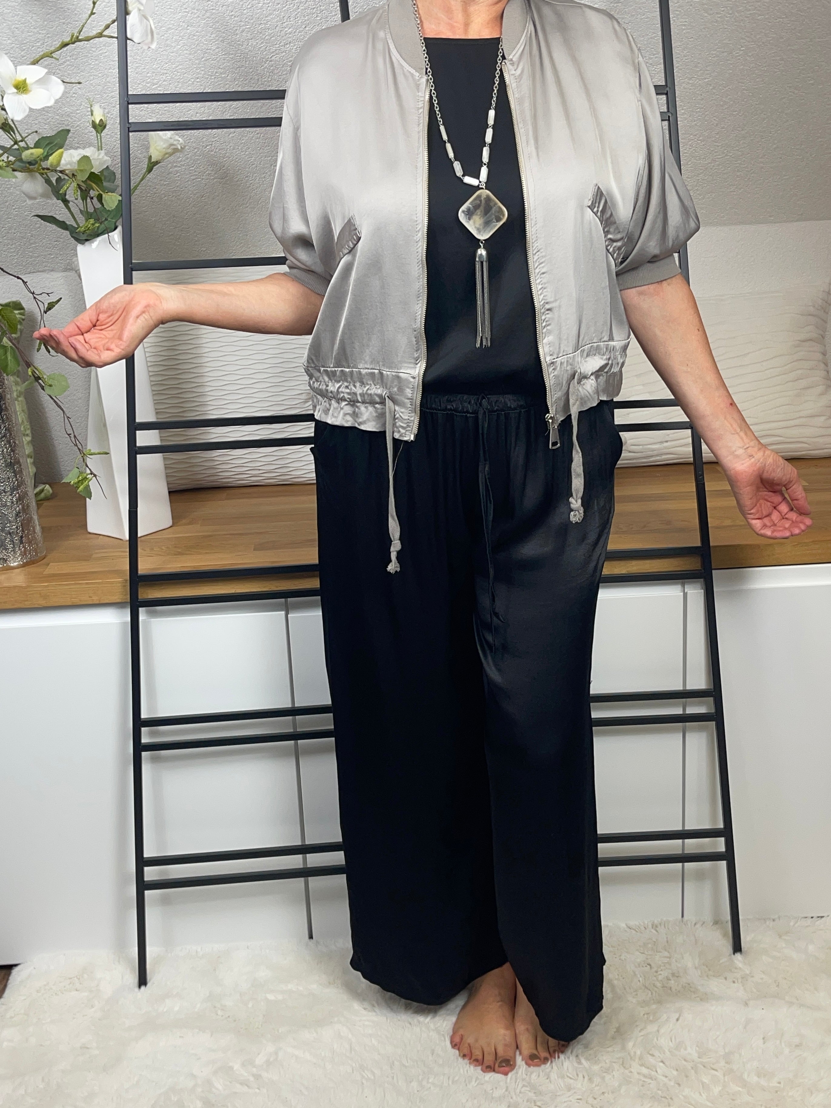 Damen Blusen - Jacke mit Glanz Einheitsgrösse Gr. 38 - 42 in 7 Farben