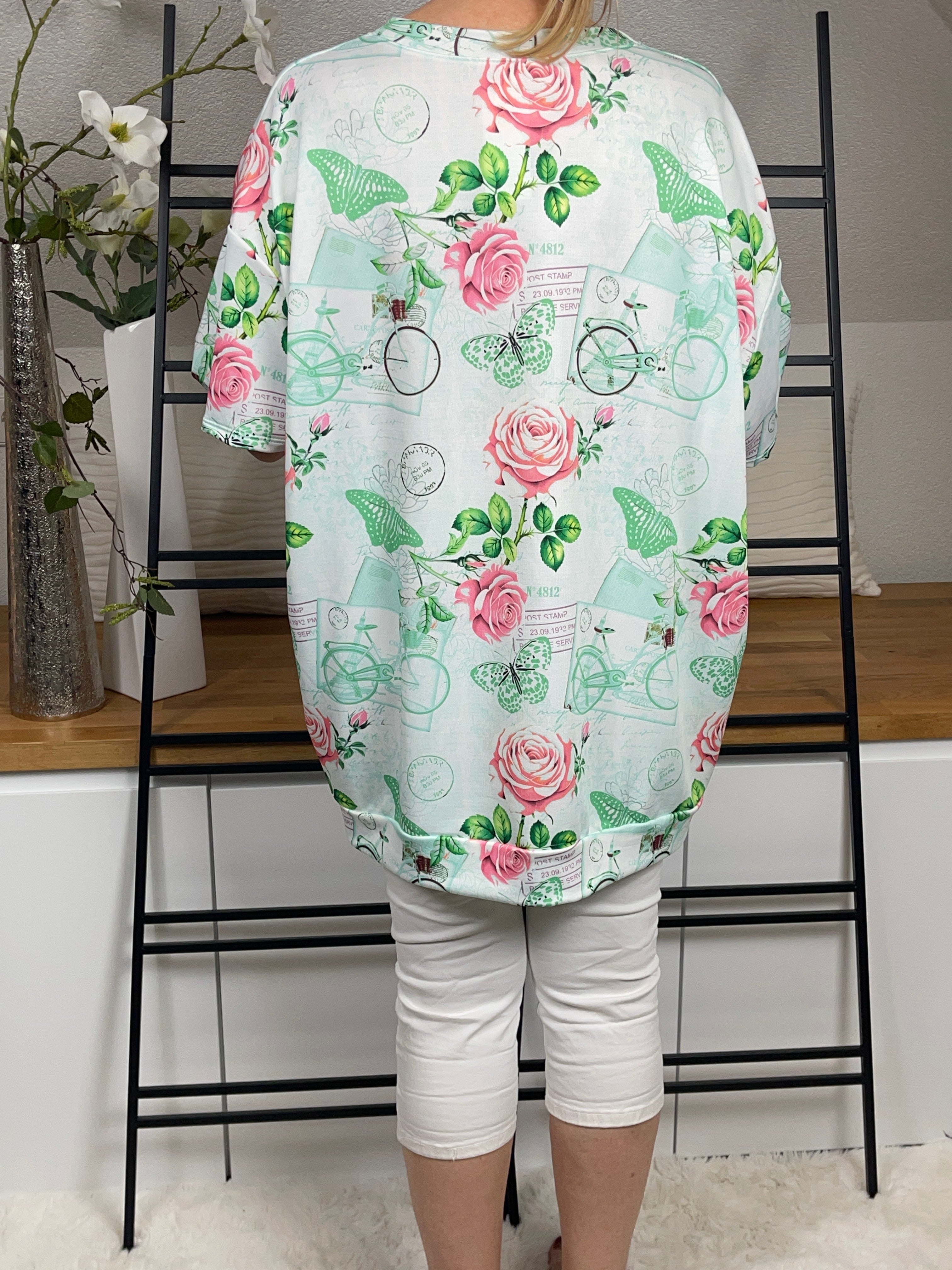 !!!!KEINE RETOURE MÖGLICH!!!! Damen - Tunika - Shirt „Minney“ mit Animal Flower Print Einheitsgrösse Gr. 38 - 48 in 6 Farben