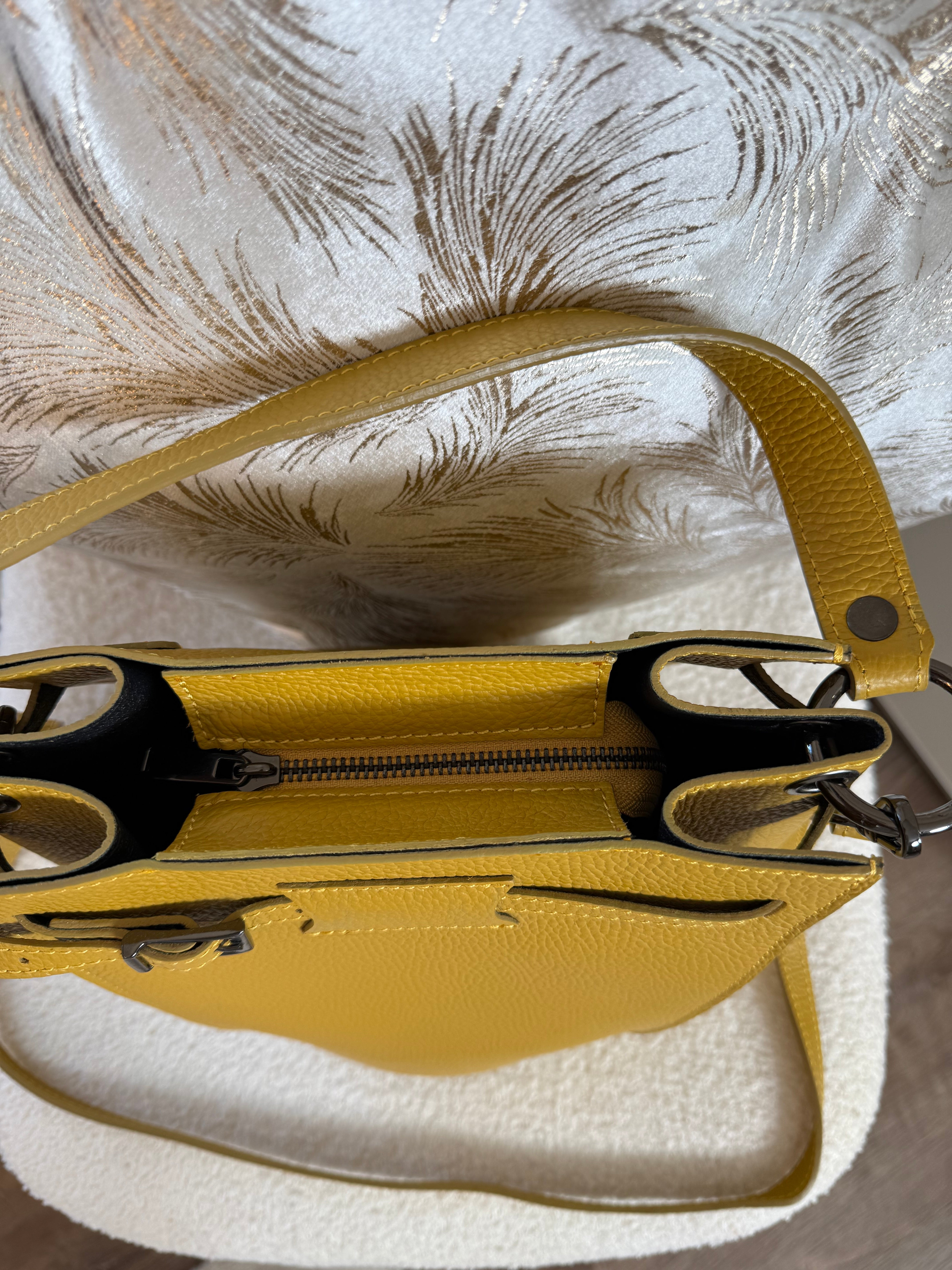 Echtleder Schulter - Tasche in gelb