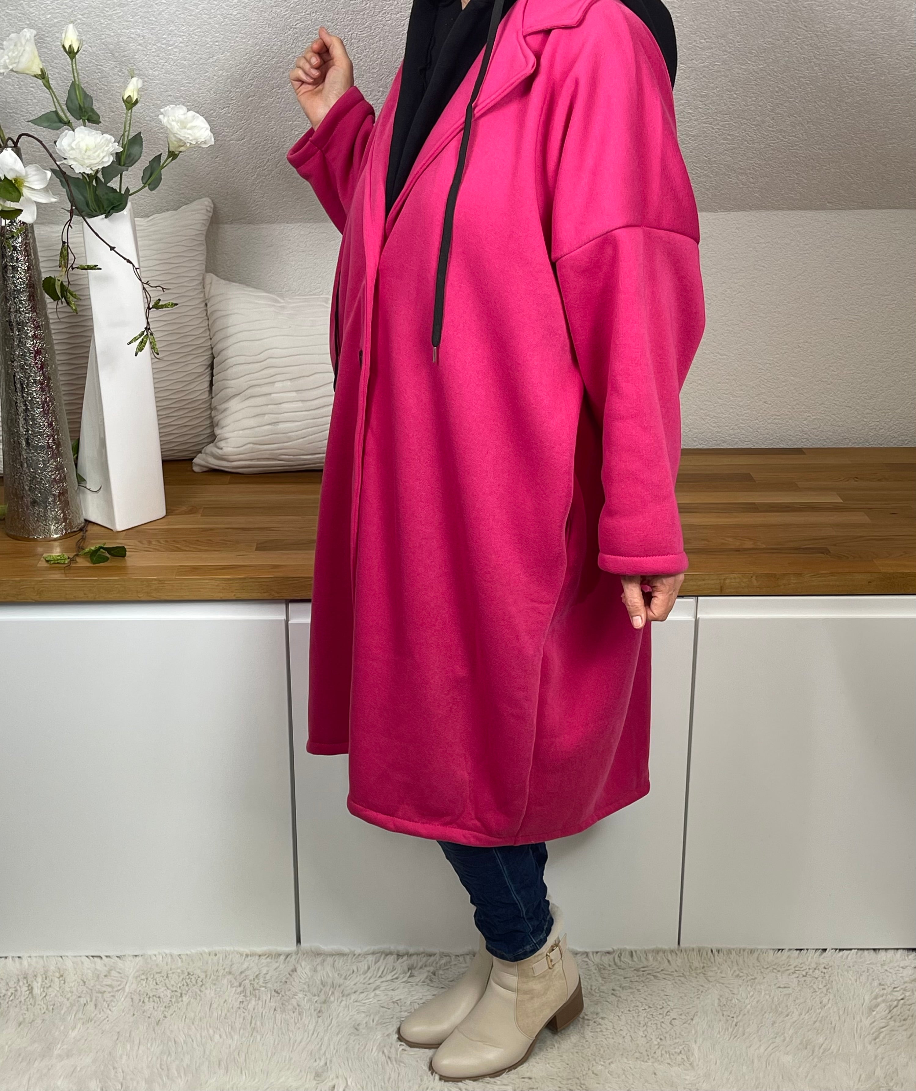 Damen Mantel mit Kapuze Einheitsgröße 44 - 52/54 in 2 Farben