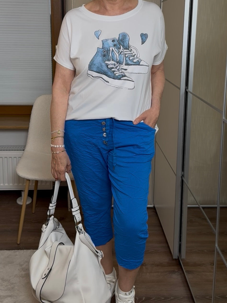 T - Shirt „Sneaker“ Einheitsgrösse Gr. 38 - 44 in blau