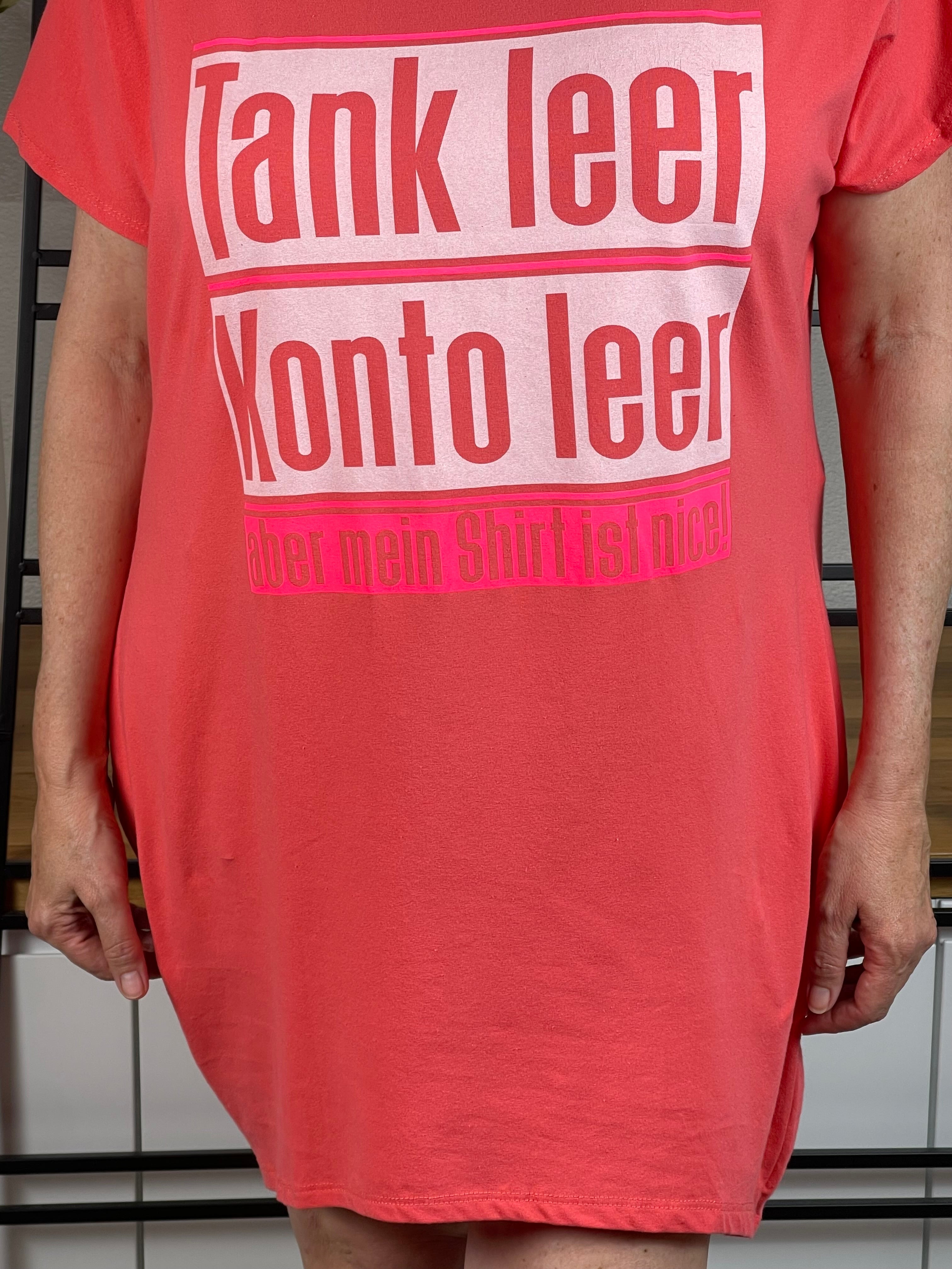 !!!!KEINE RETOURE MÖGLICH!!!!Maxi - Shirt - Kleid  „Tank leer…“ Einheitsgrösse Gr. 40 - 46 in 2 Farben