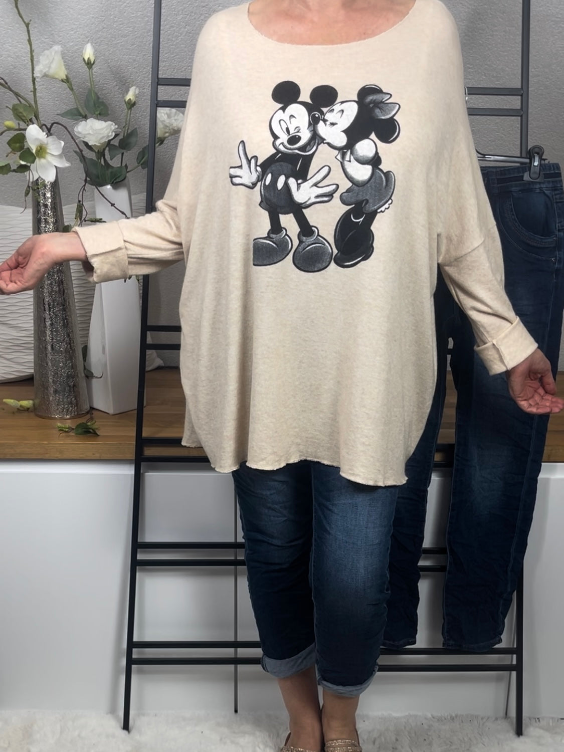 Damen - Feinstrick Pullover „Mickey Mouse“ Einheitsgrösse Gr. 42 - 48 in 4 Farben
