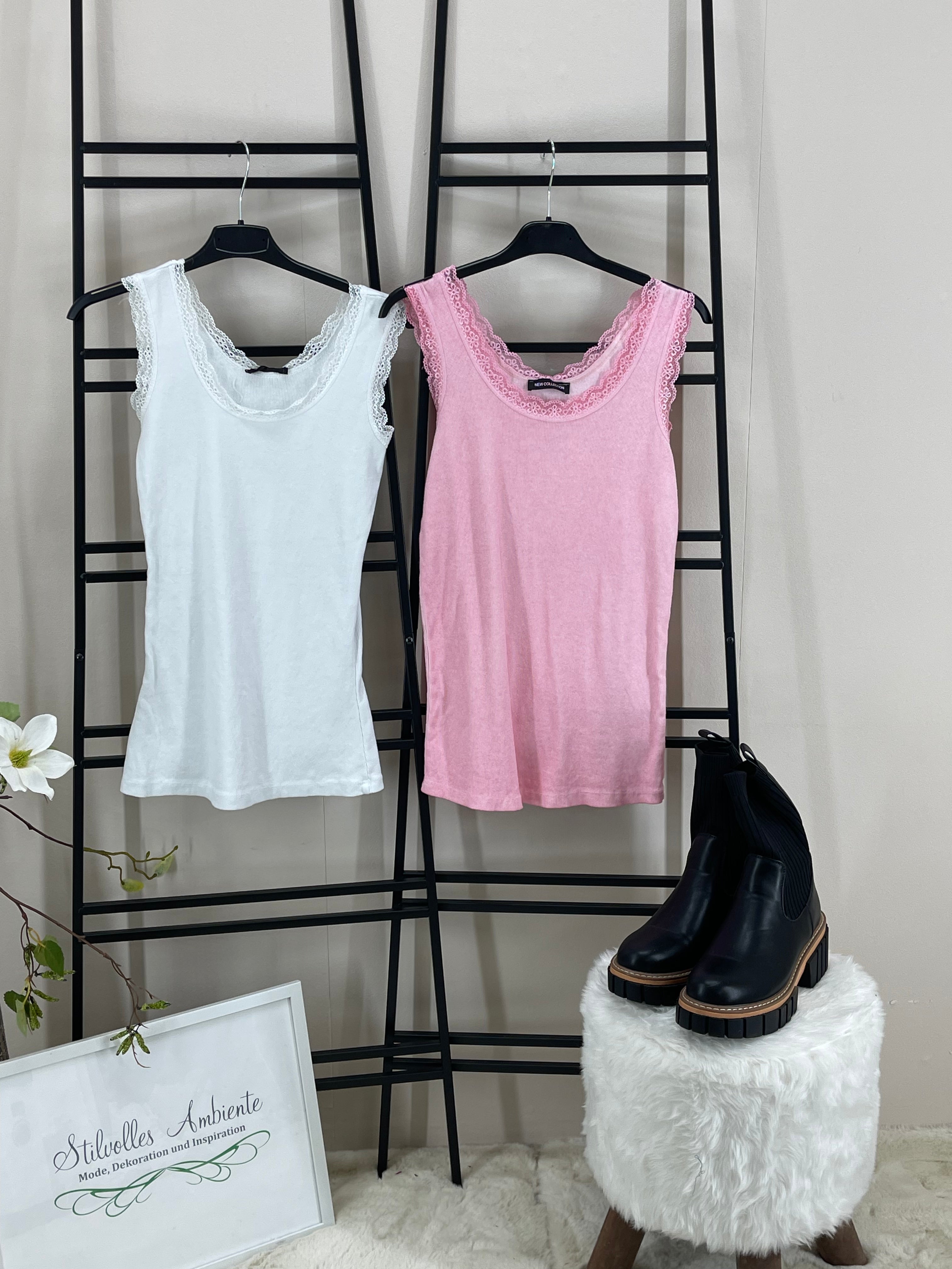 !!!!KEINE RETOURE MÖGLICH!!!! Top mit Spitze Einheitsgröße Gr. 36 - 40 in 8 Farben