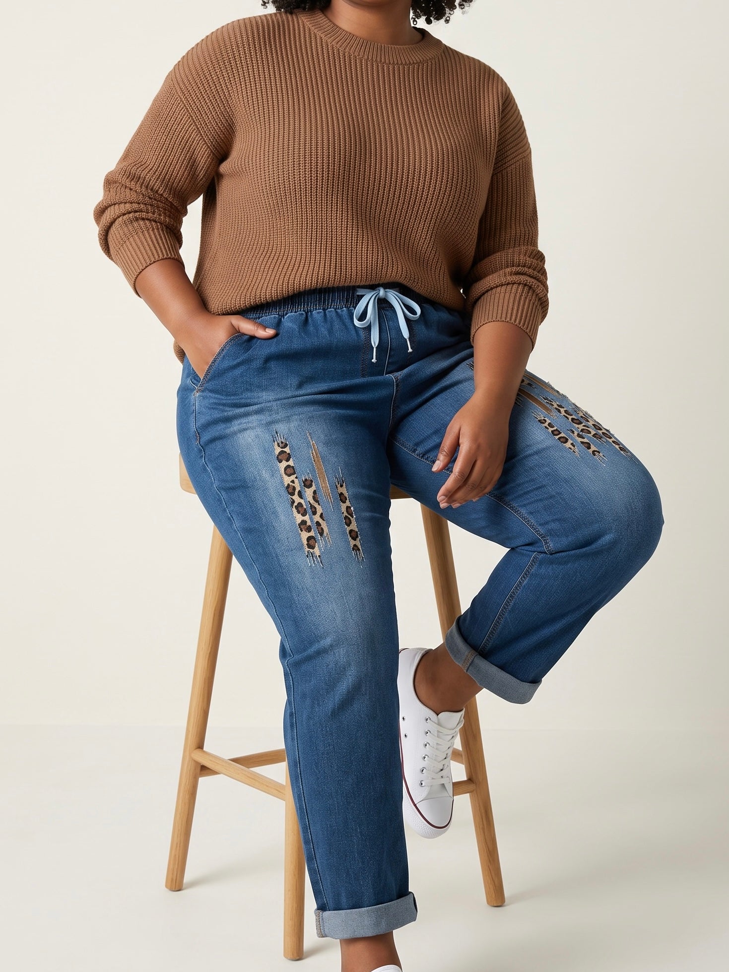 Jeans „Sienna Leo“ mit Kordelzug in blau