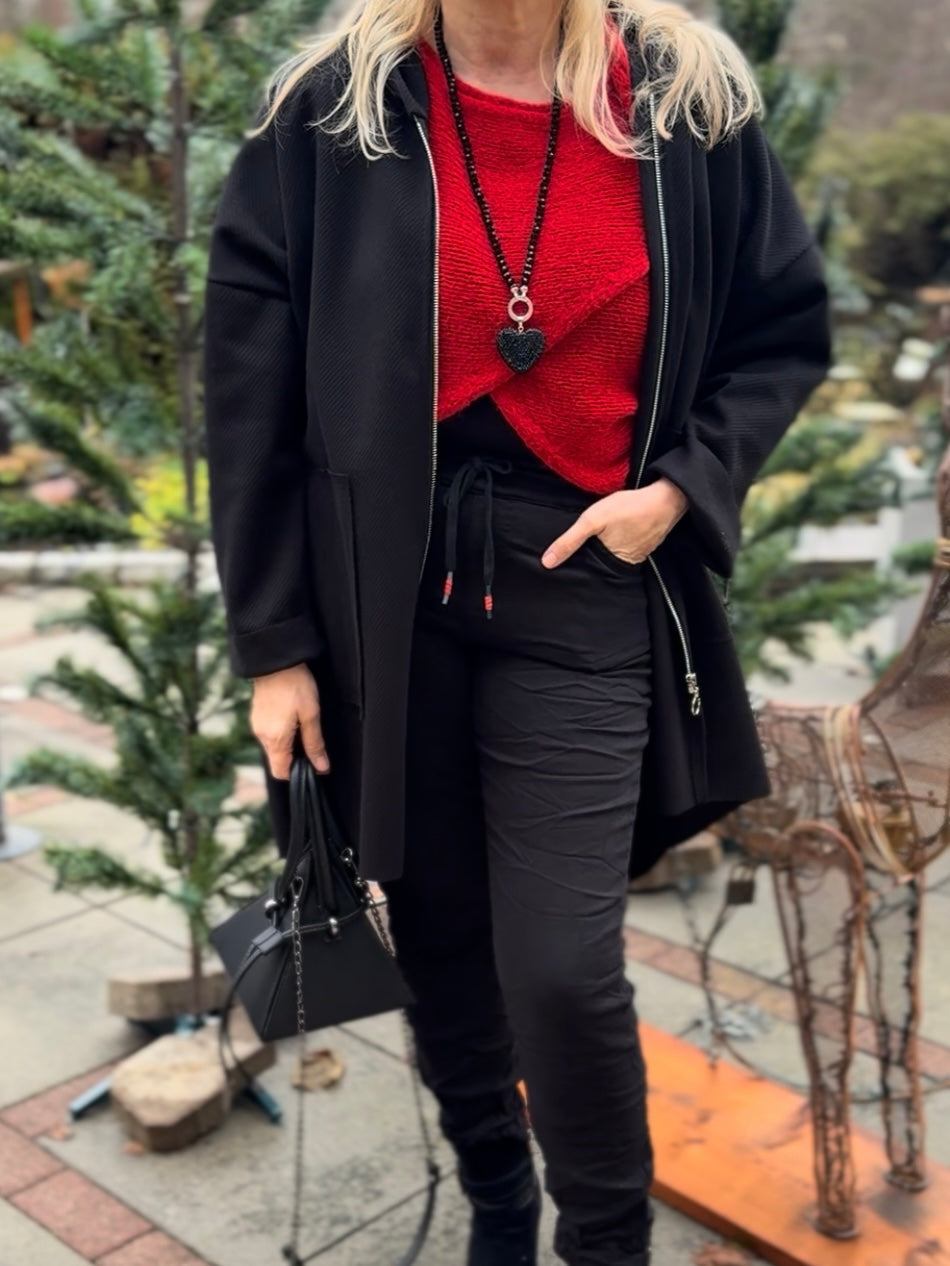 Damen Pullover „Shorty“ Einheitsgrösse Gr. 36 - 44 in rot