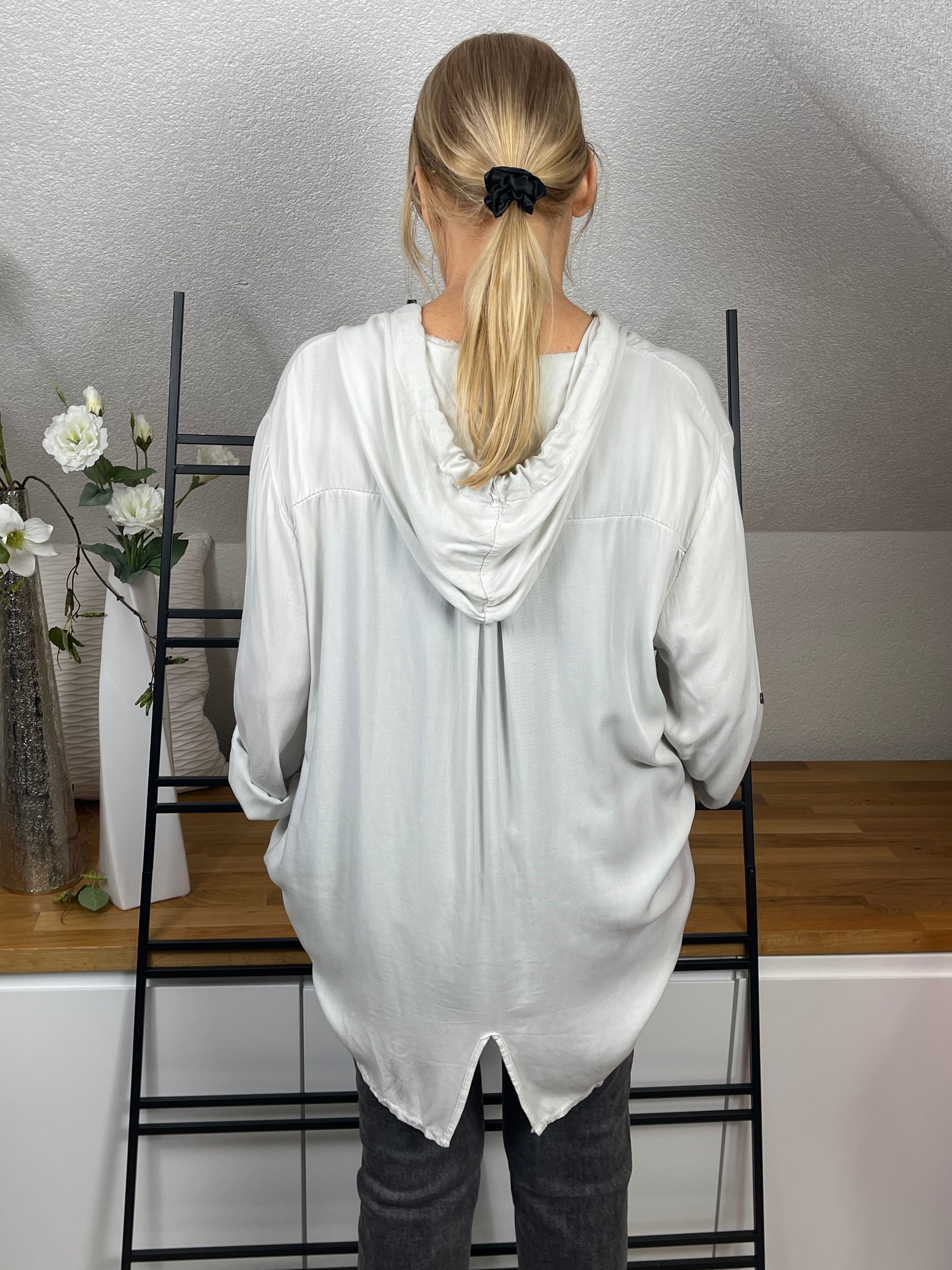 Legere Hemdbluse mit Kapuze in 4 Farben