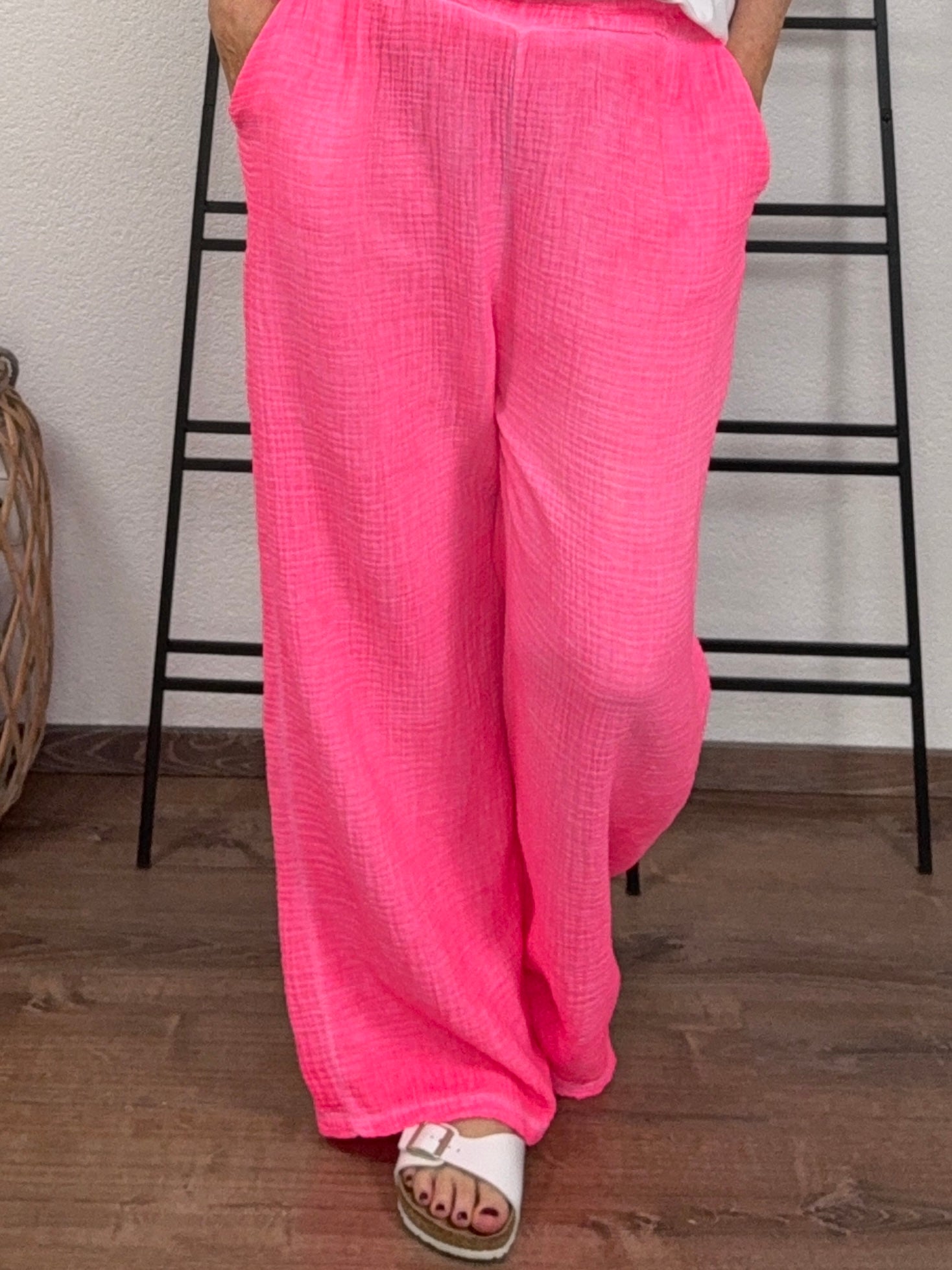 Musselin Hose mit elastischem Bund in 4 Farben