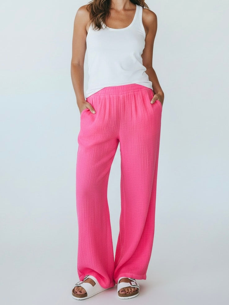 Musselin Hose mit elastischem Bund in 4 Farben