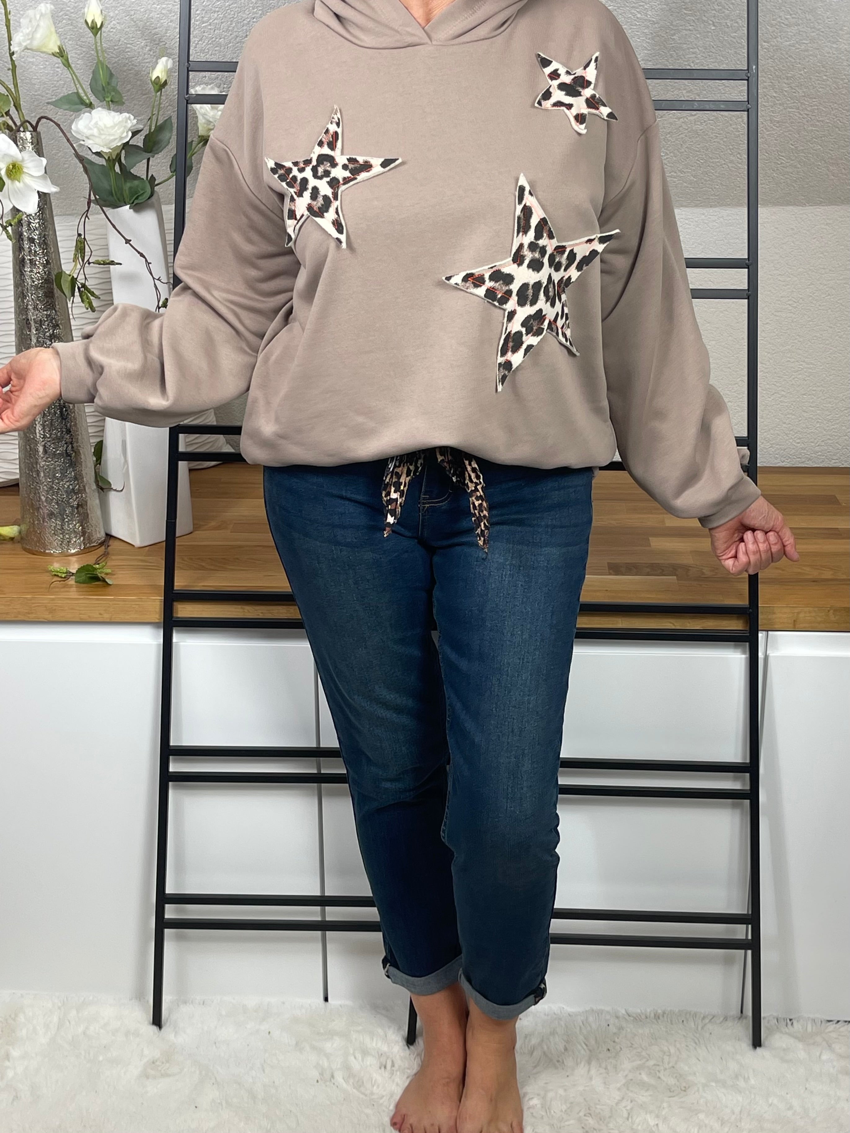 Hochwertiger Damen - Hoodie mit „stylischem Print“ Einheitsgrösse Gr. 36 - 42 in 3 Farben