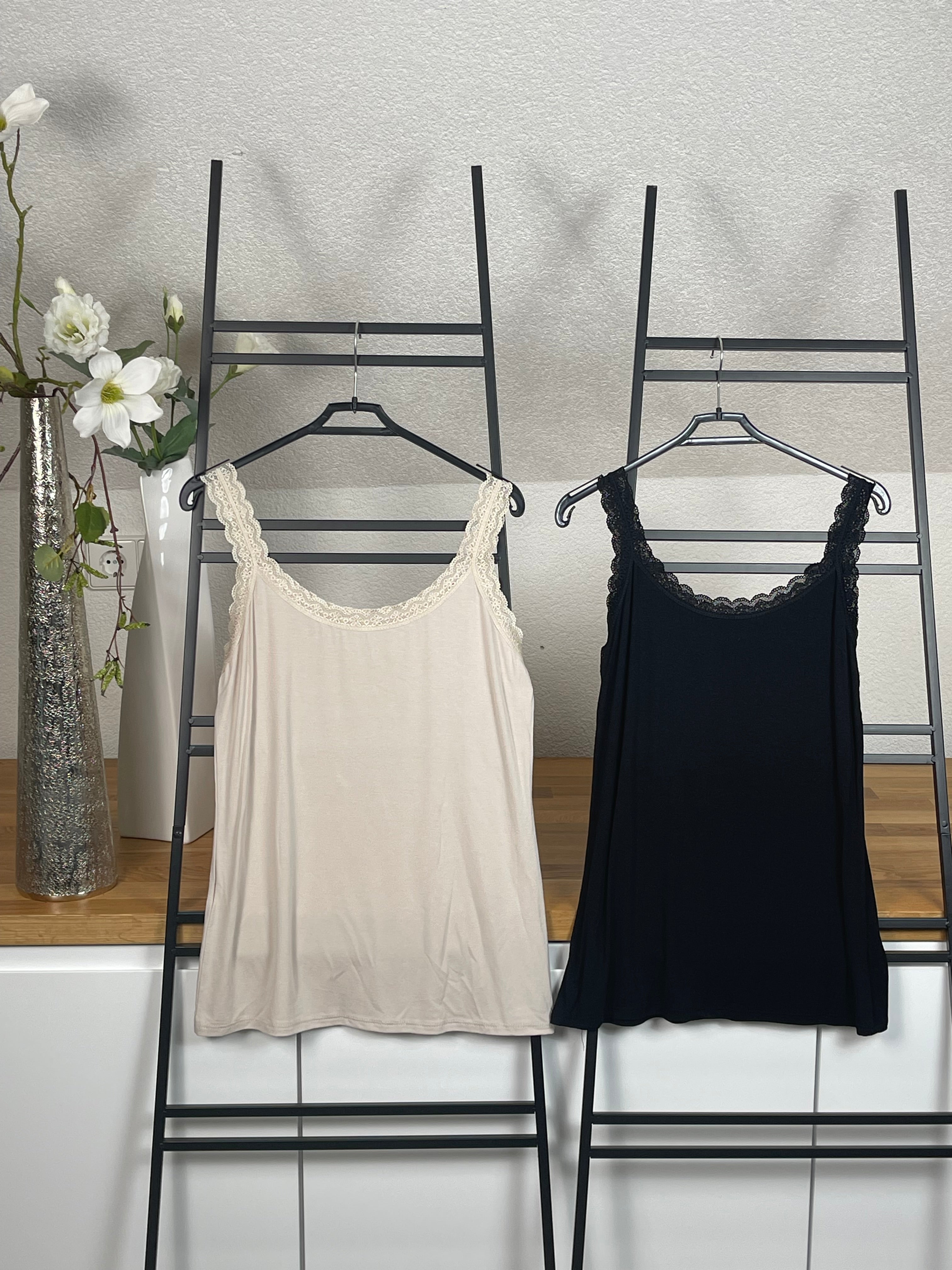 !!!!KEINE RETOURE MÖGLICH!!!! Damen 1 Top mit Spitze Einheitsgröße Gr. 36 - 42 in 5 Farben