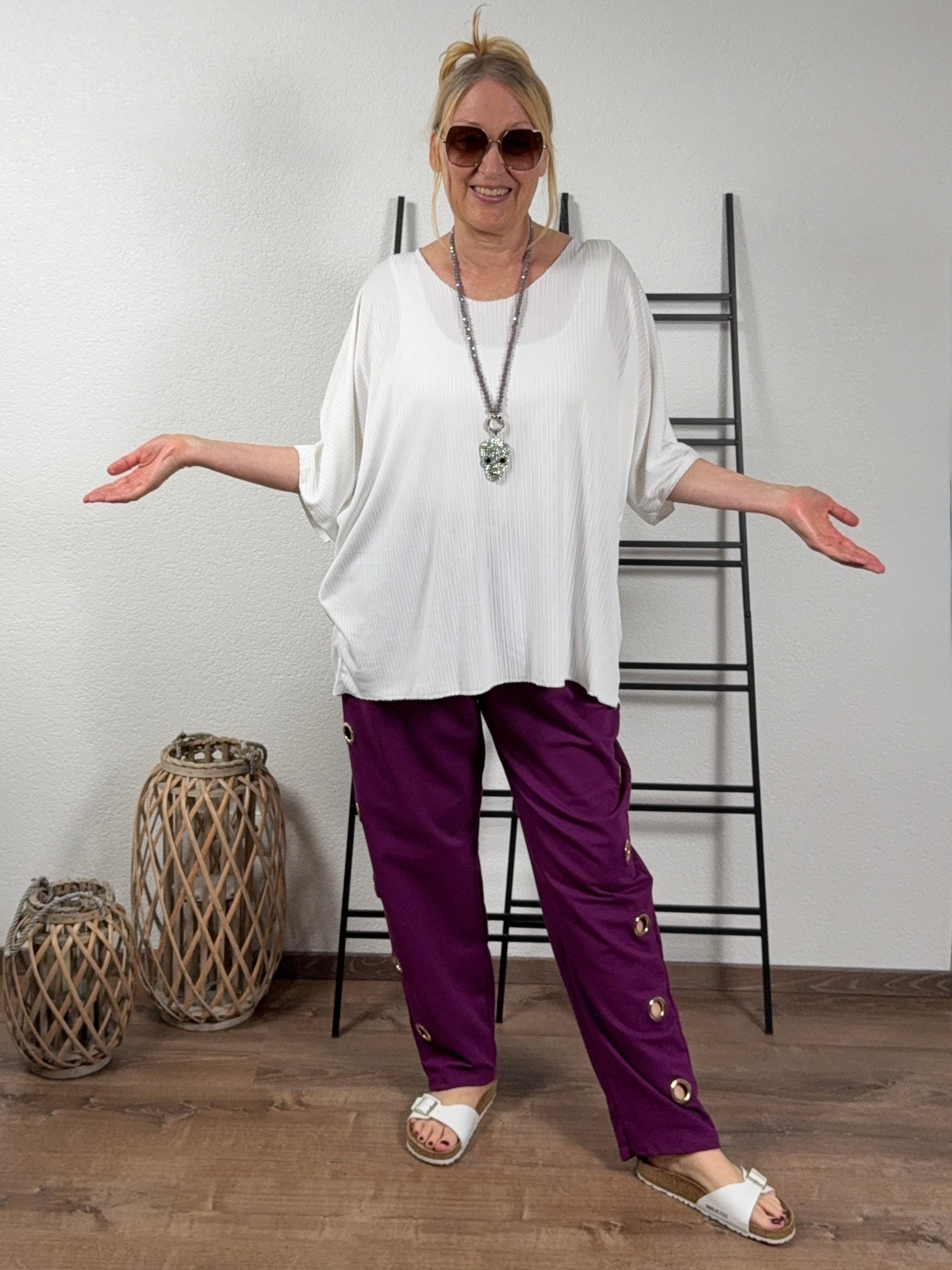 V - Shirt kurzarm Einheitsgröße Gr. 42 - 48 in weiß