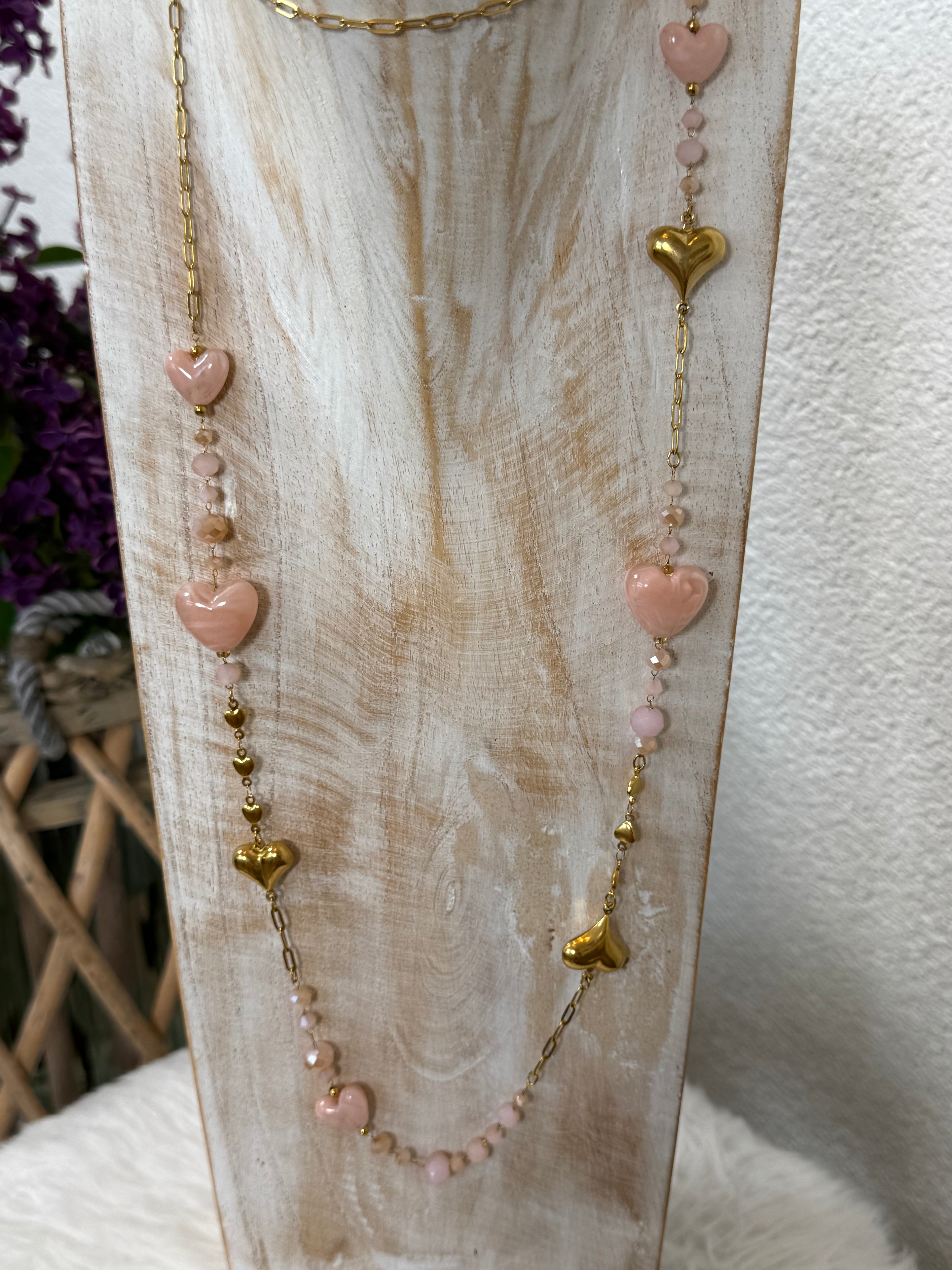 Lange Edelstahl - Glieder - Kette „Herzle“ in 3 Farben