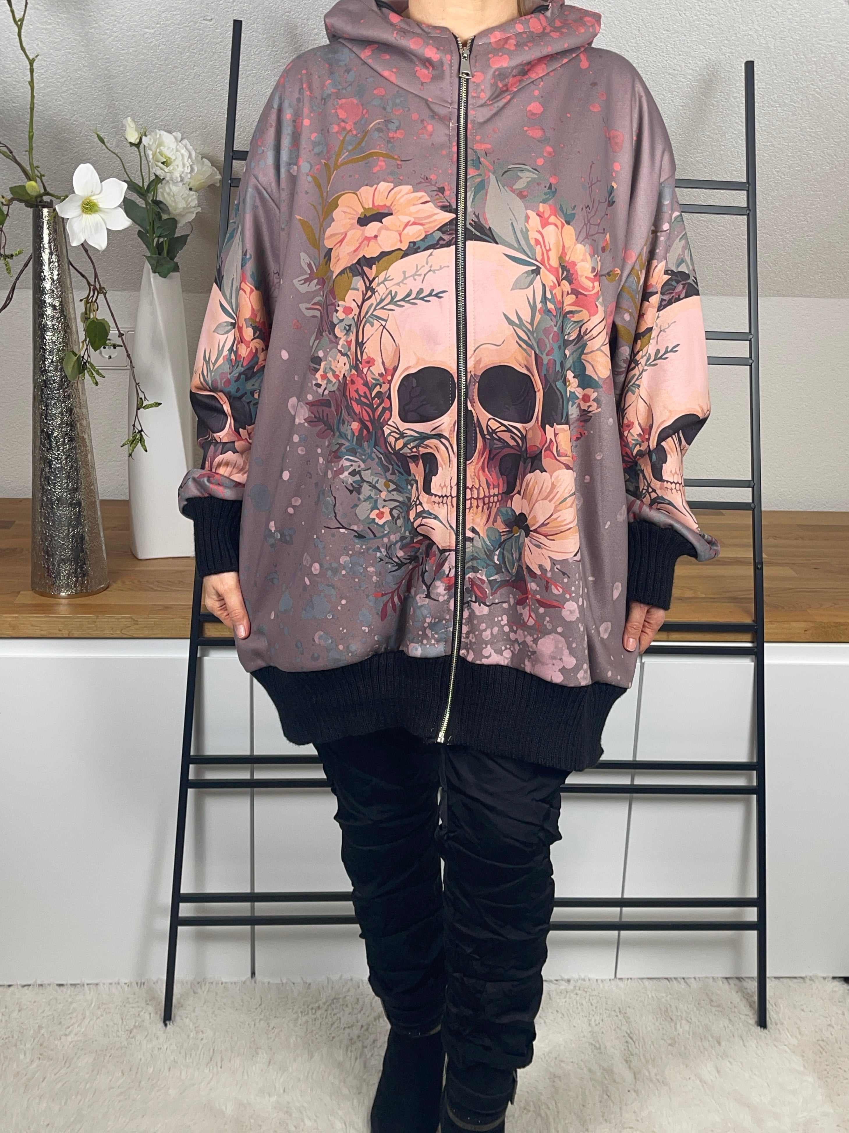 Damen - Softshelljacke „Skull“ in taupe - rose - bunt