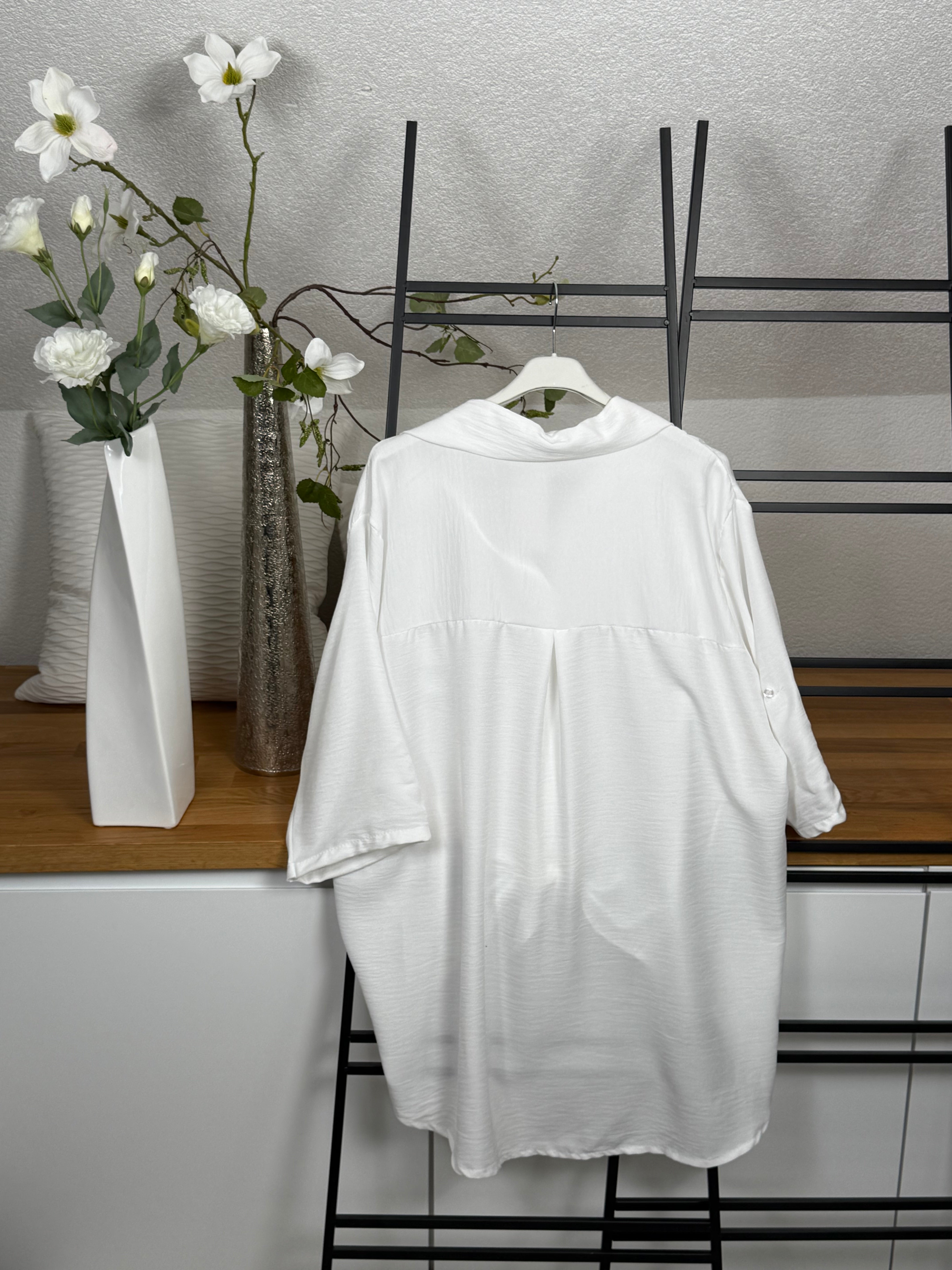 Longbluse mit 3/4 Arm in weiß
