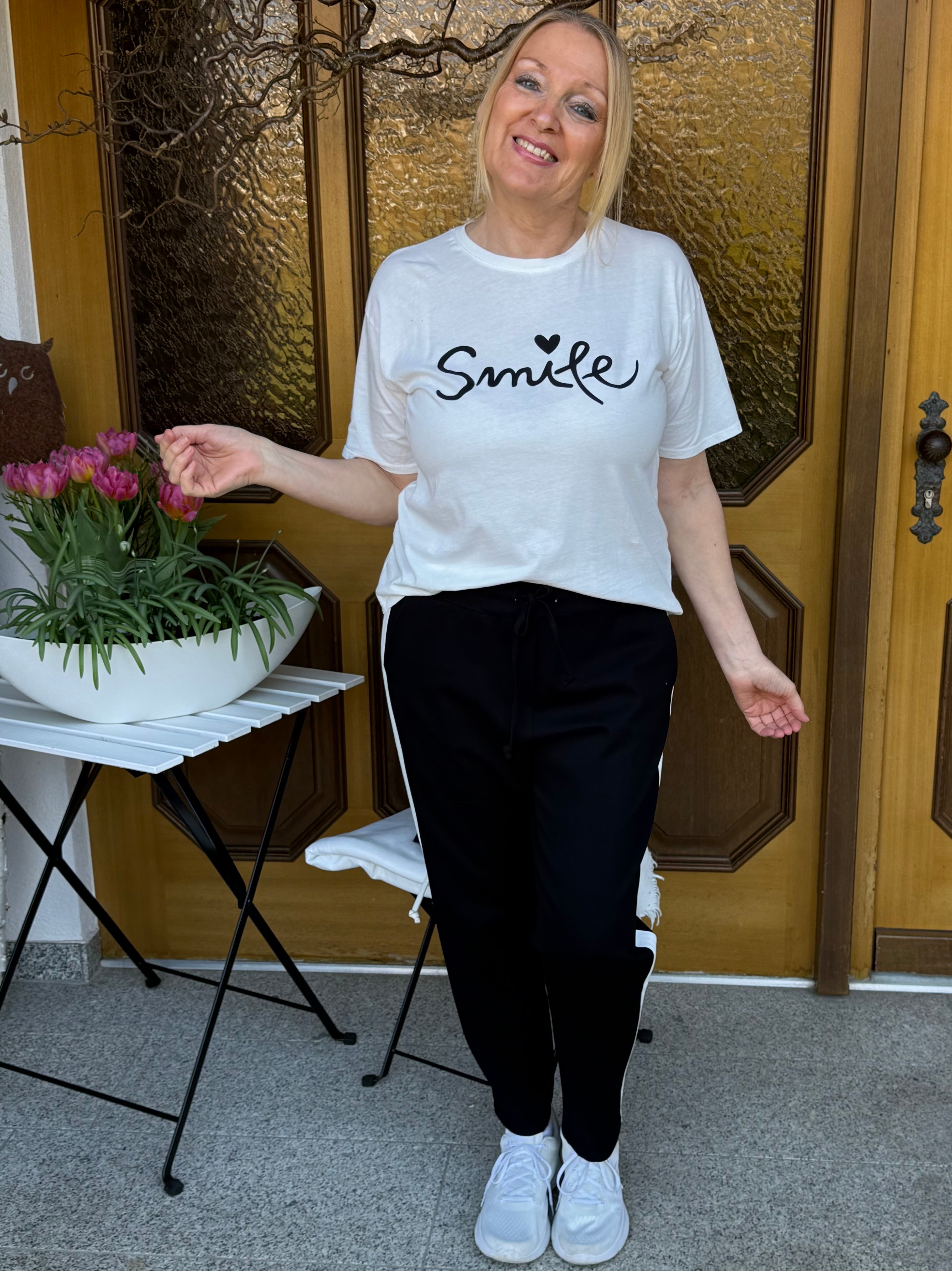 T - Shirt „Smile“ Einheitsgröße Gr. 36 - 40 in 6 Farben