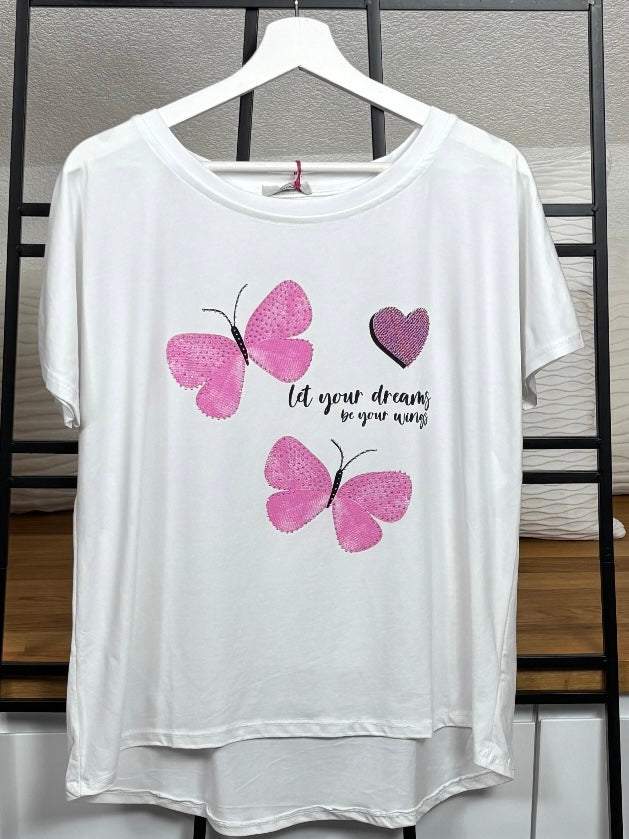 !!!!KEINE RETOURE MÖGLICH!!!! Damen- T - Shirt „Schmetterling“ Einheitsgrösse Gr. 36 - 44 in 3 Farben