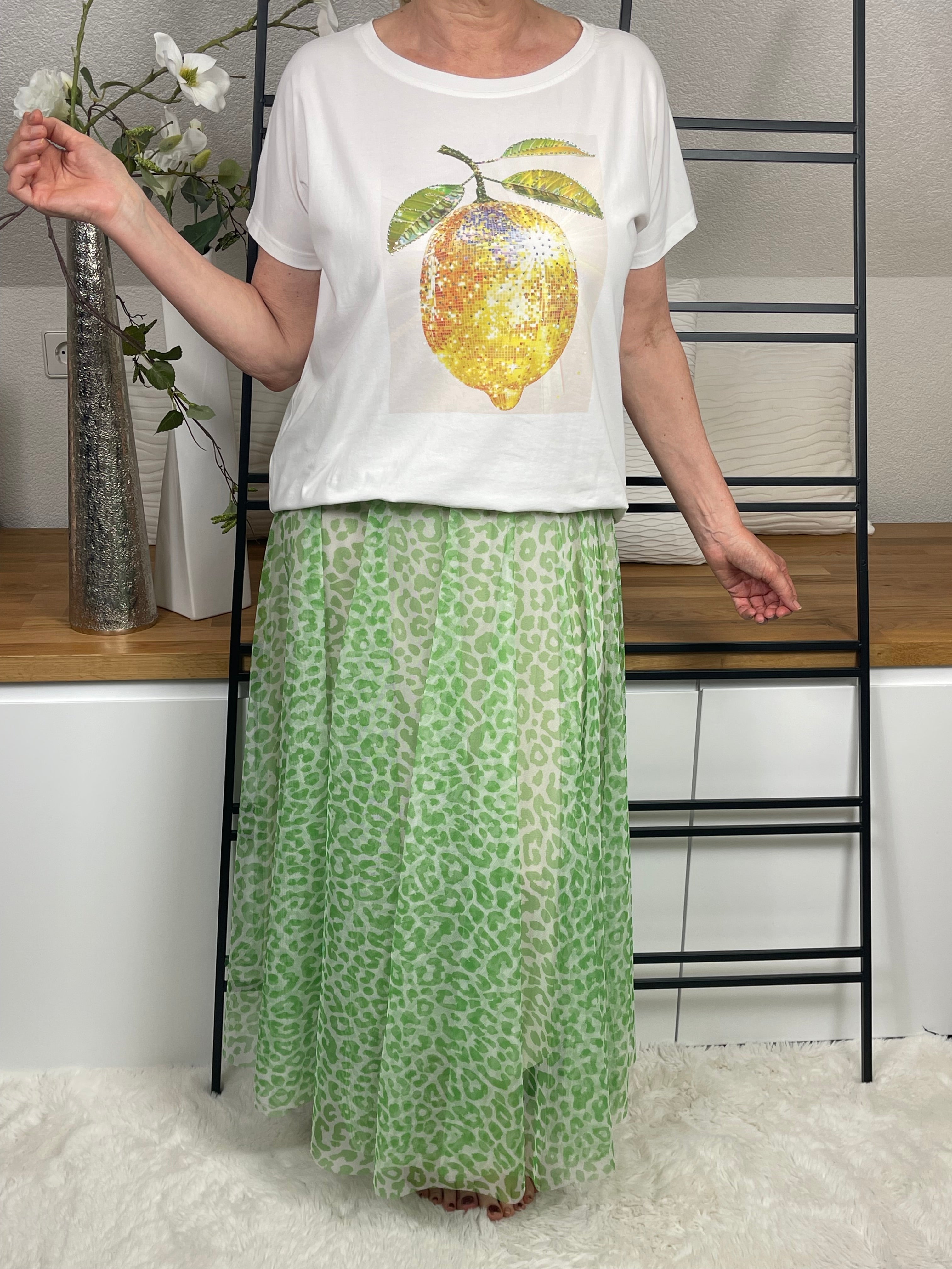 !!!!KEINE RETOURE MÖGLICH!!!! Damen - T - Shirt „Zitrone“ Einheitsgrösse Gr. 38 - 44 in weiß - gelb