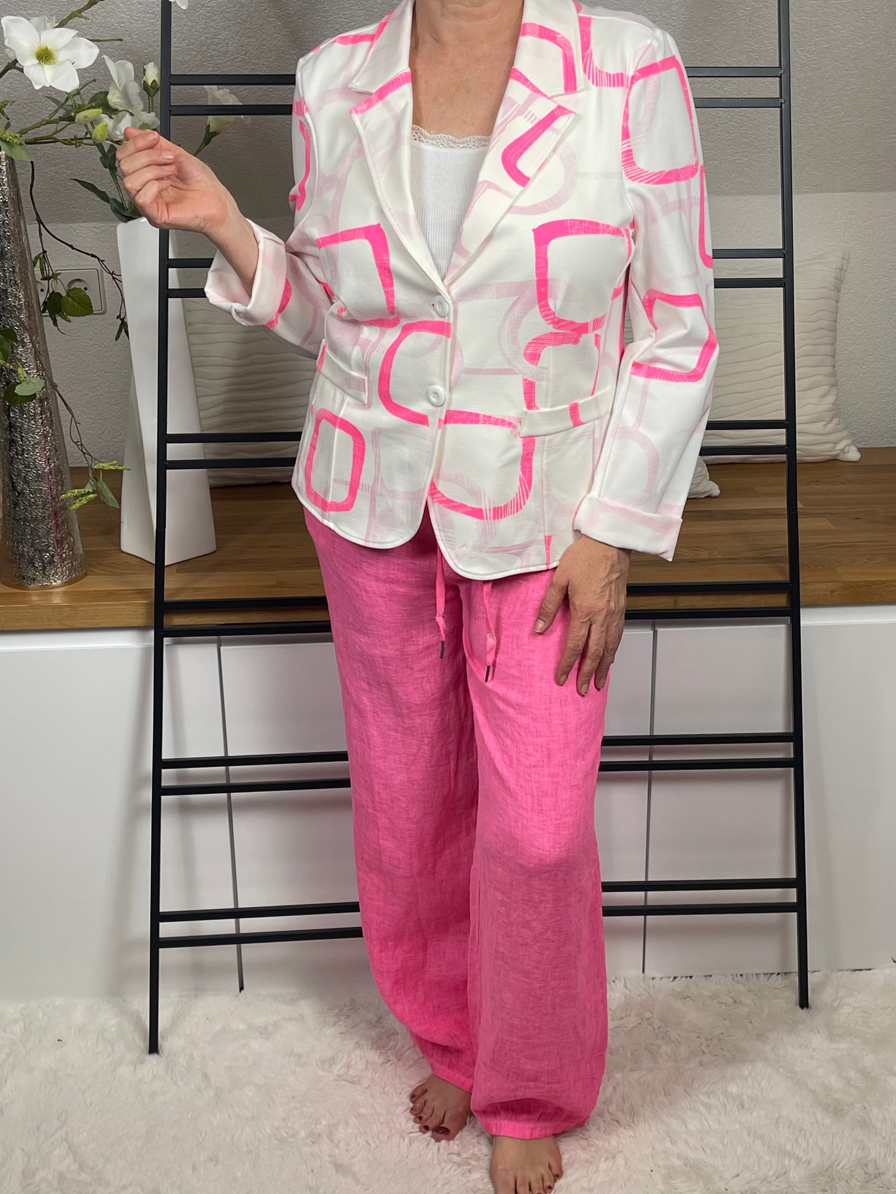 !!!!KEINE RETOURE MÖGLICH!!!! Damen - Marlene Leinenhose Einheitsgrösse Gr. 36 - 40 in pink