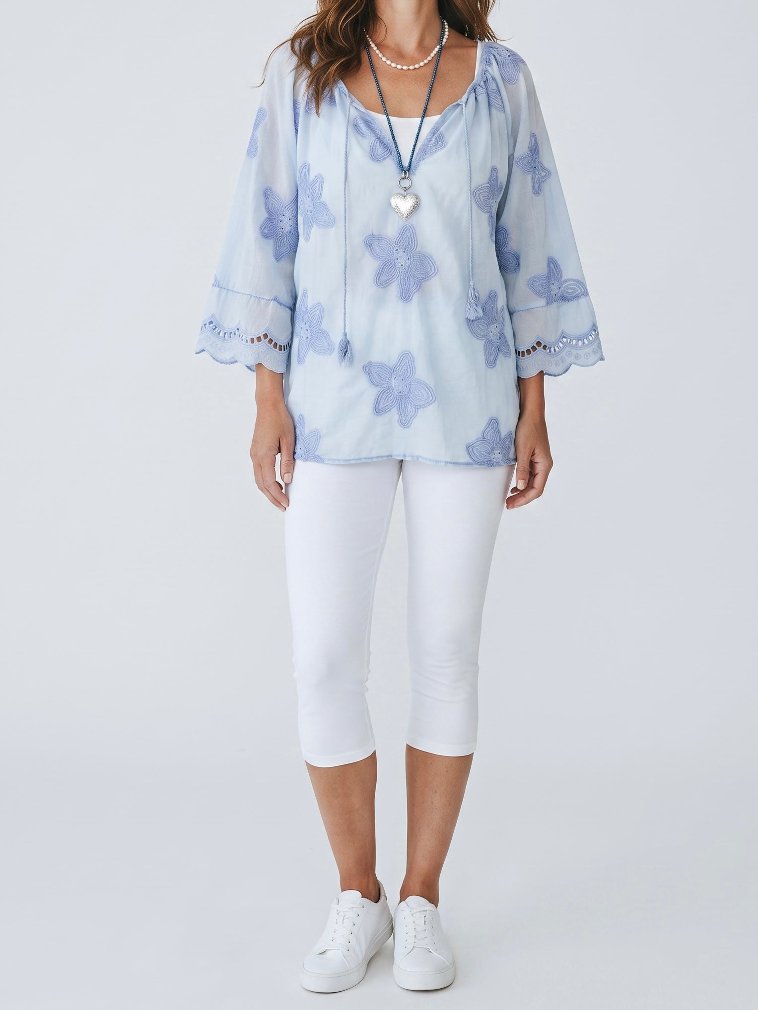 Tunika „Flower“ Einheitsgröße in jeansblau