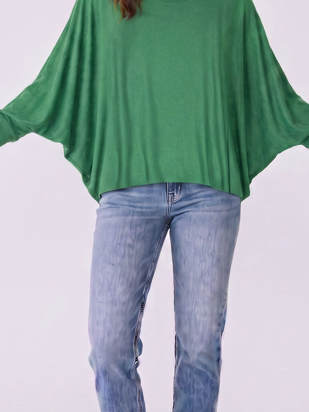 Feinstrick - Pullover mit weitem Arm in 2 Farben