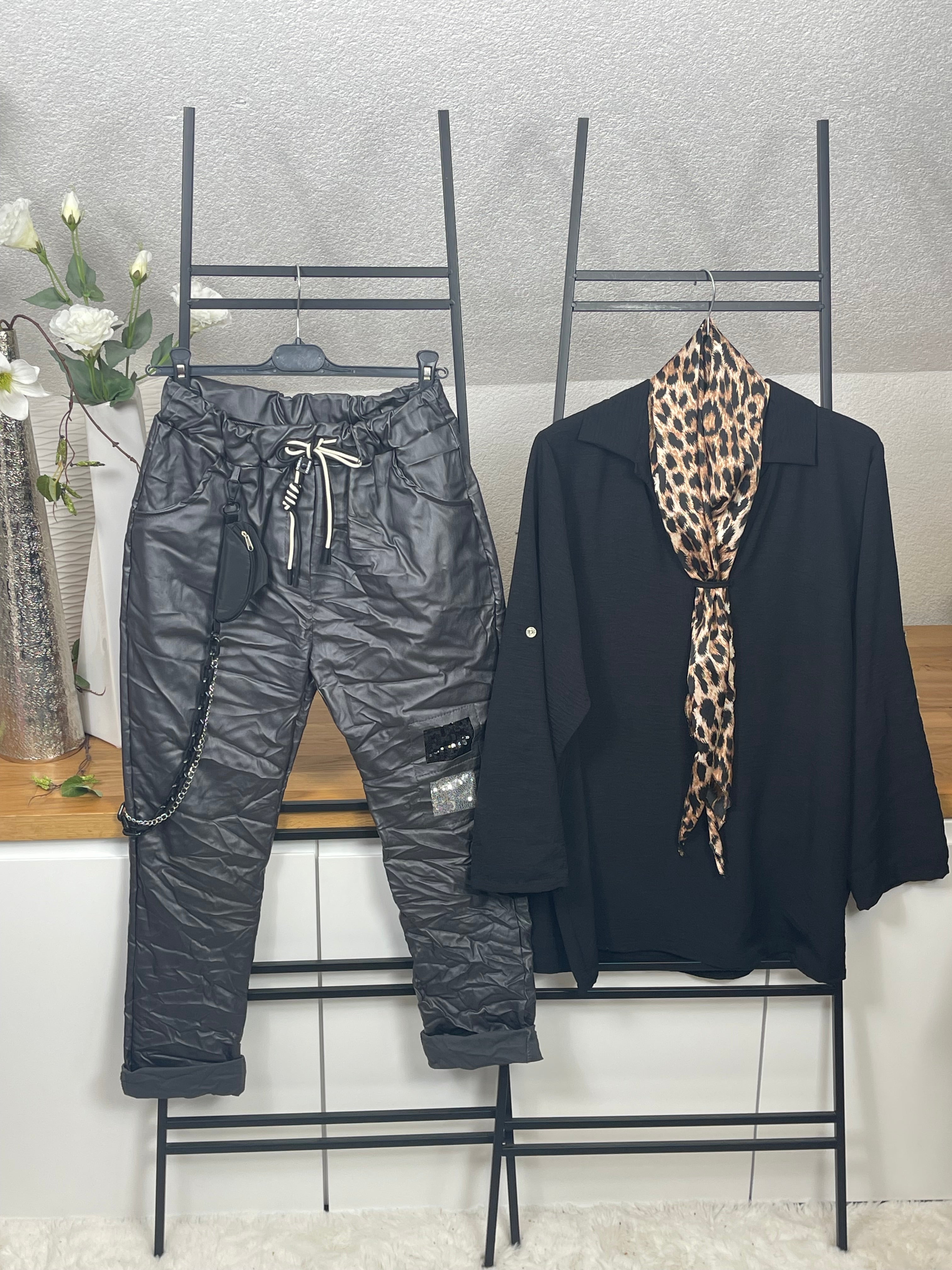 Damen Tunika mit Schal Einheitsgrösse Gr. 40 - 46 in 5 Farben