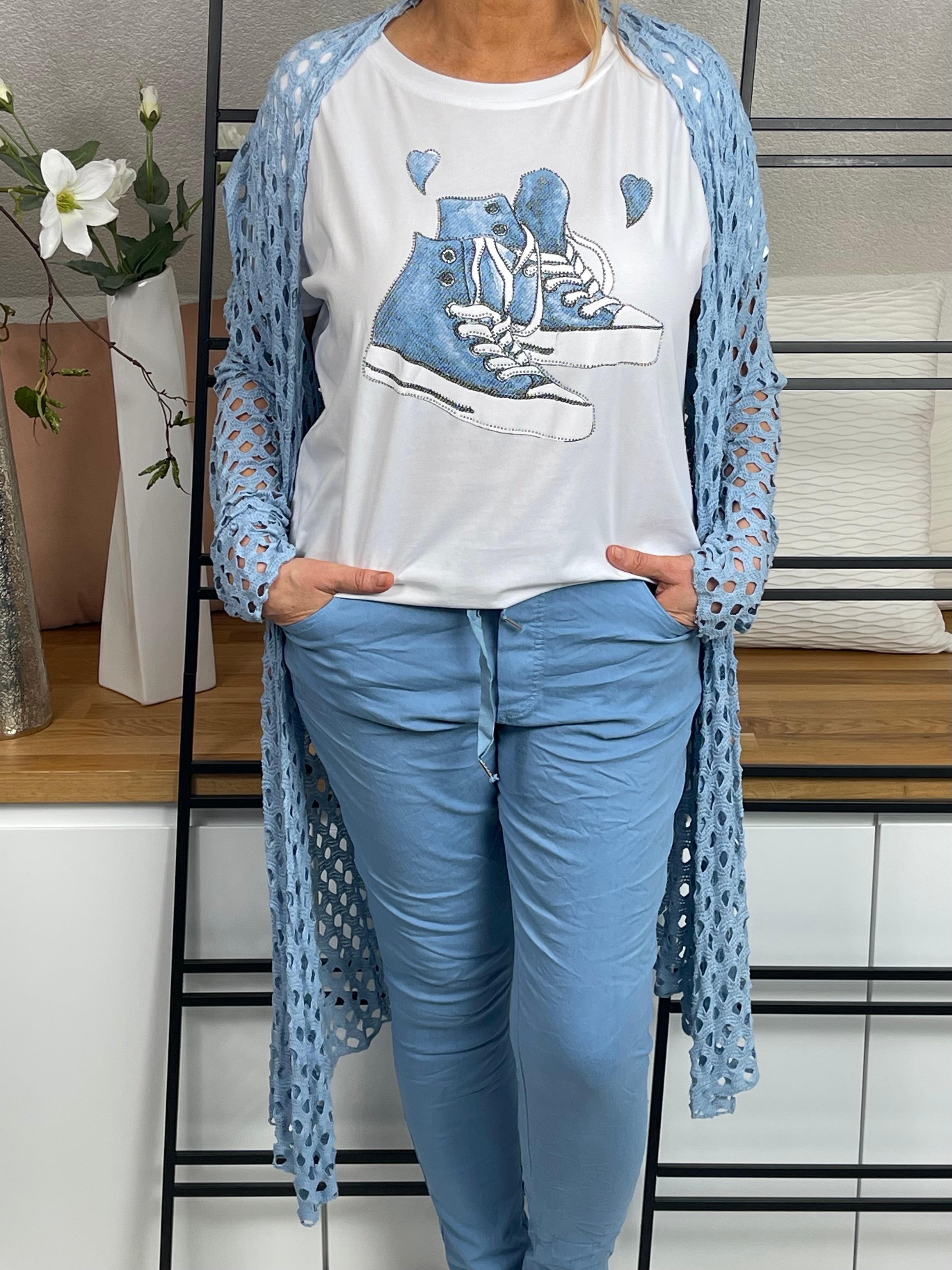 T - Shirt „Sneaker“ Einheitsgrösse Gr. 38 - 44 in blau