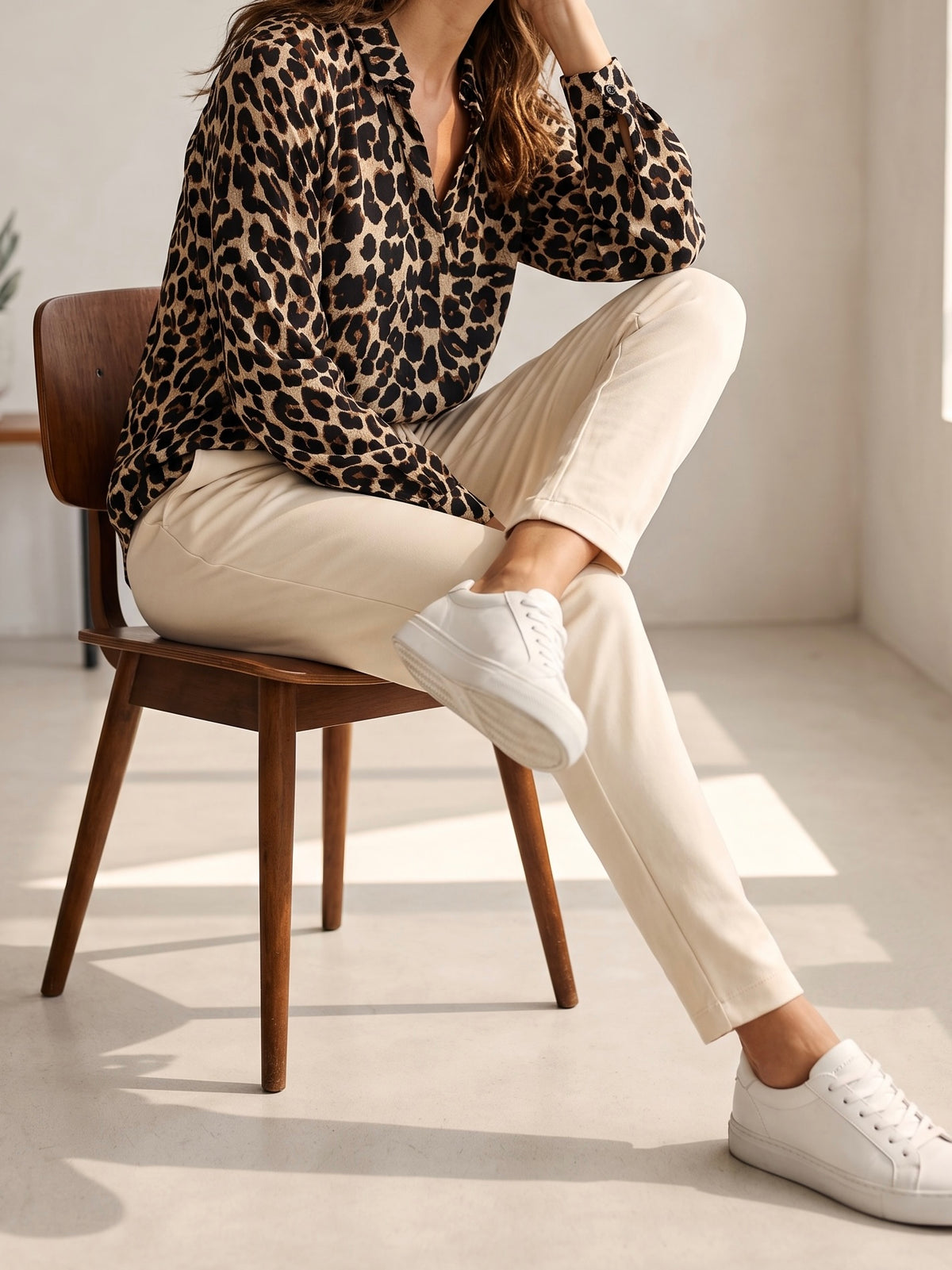 Hochwertiges Blusenshirt mit Seide und „Animal Print“ in 2 Farben