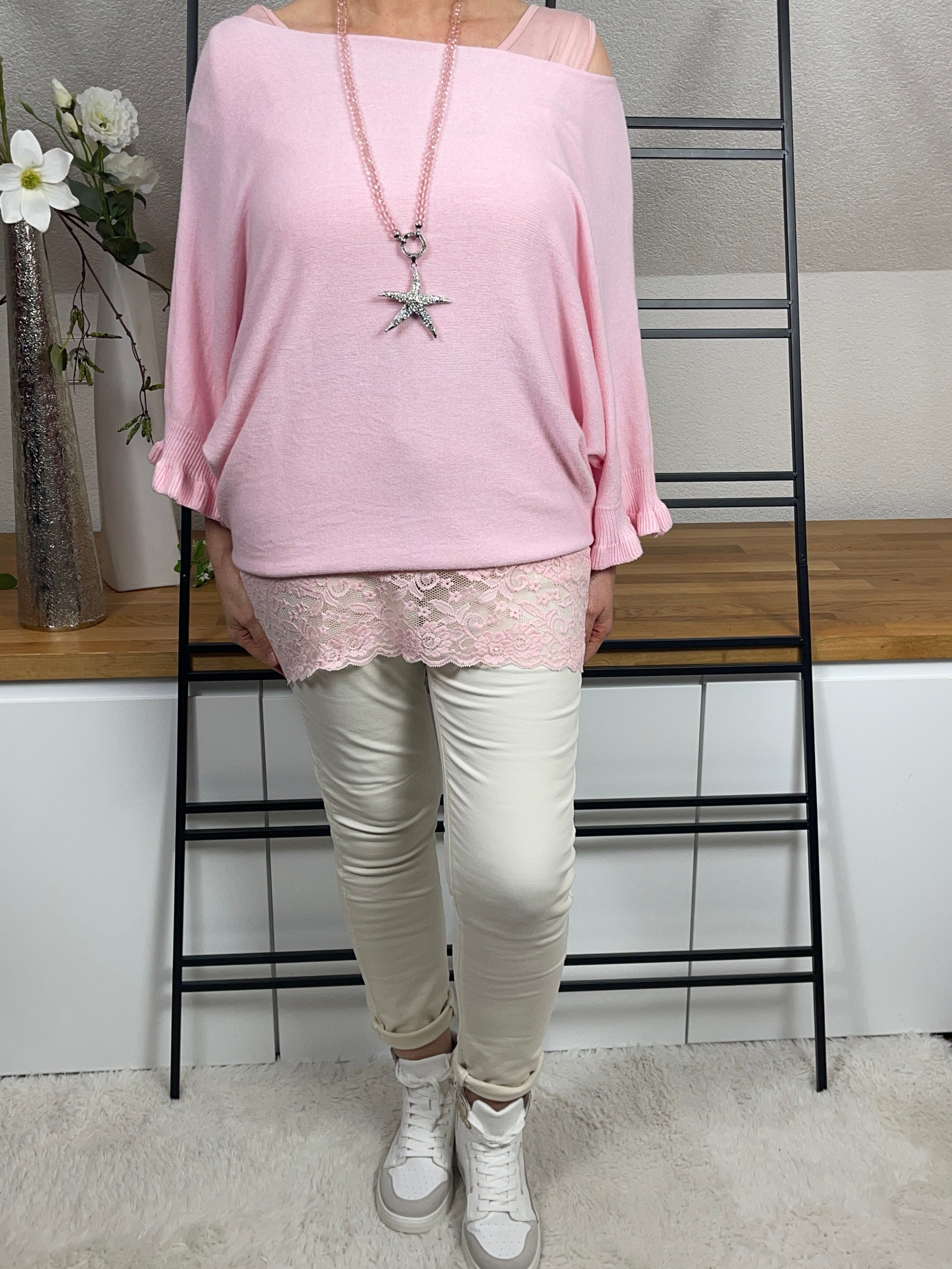 !!!!KEINE RETOURE MÖGLICH!!!! Damen - Top mit eleganter Spitze Einheitsgröße Gr. 42 - 48 in 6 Farben