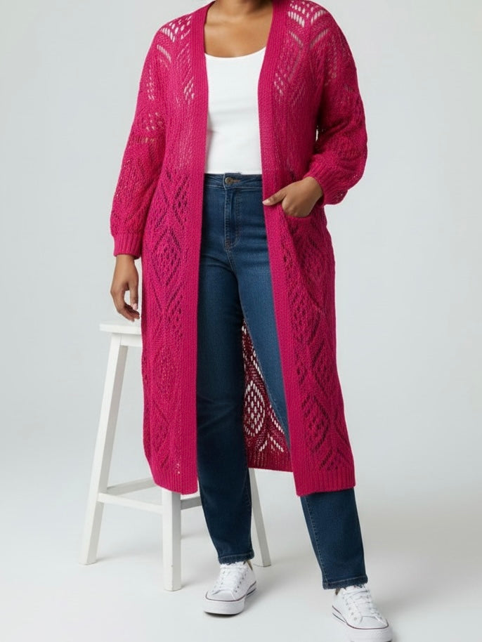 Strickmantel mit Muster in pink