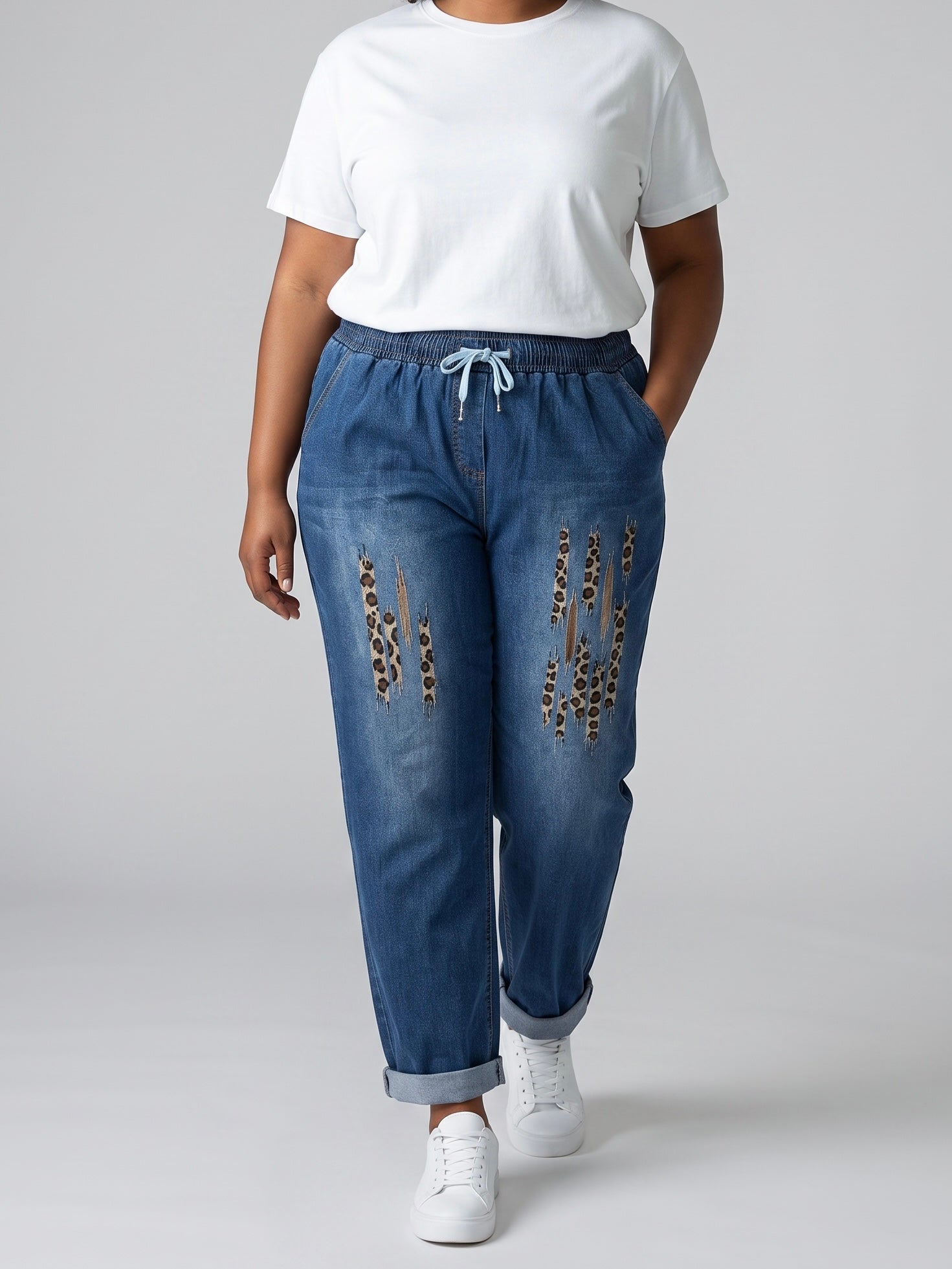 Jeans „Sienna Leo“ mit Kordelzug in blau