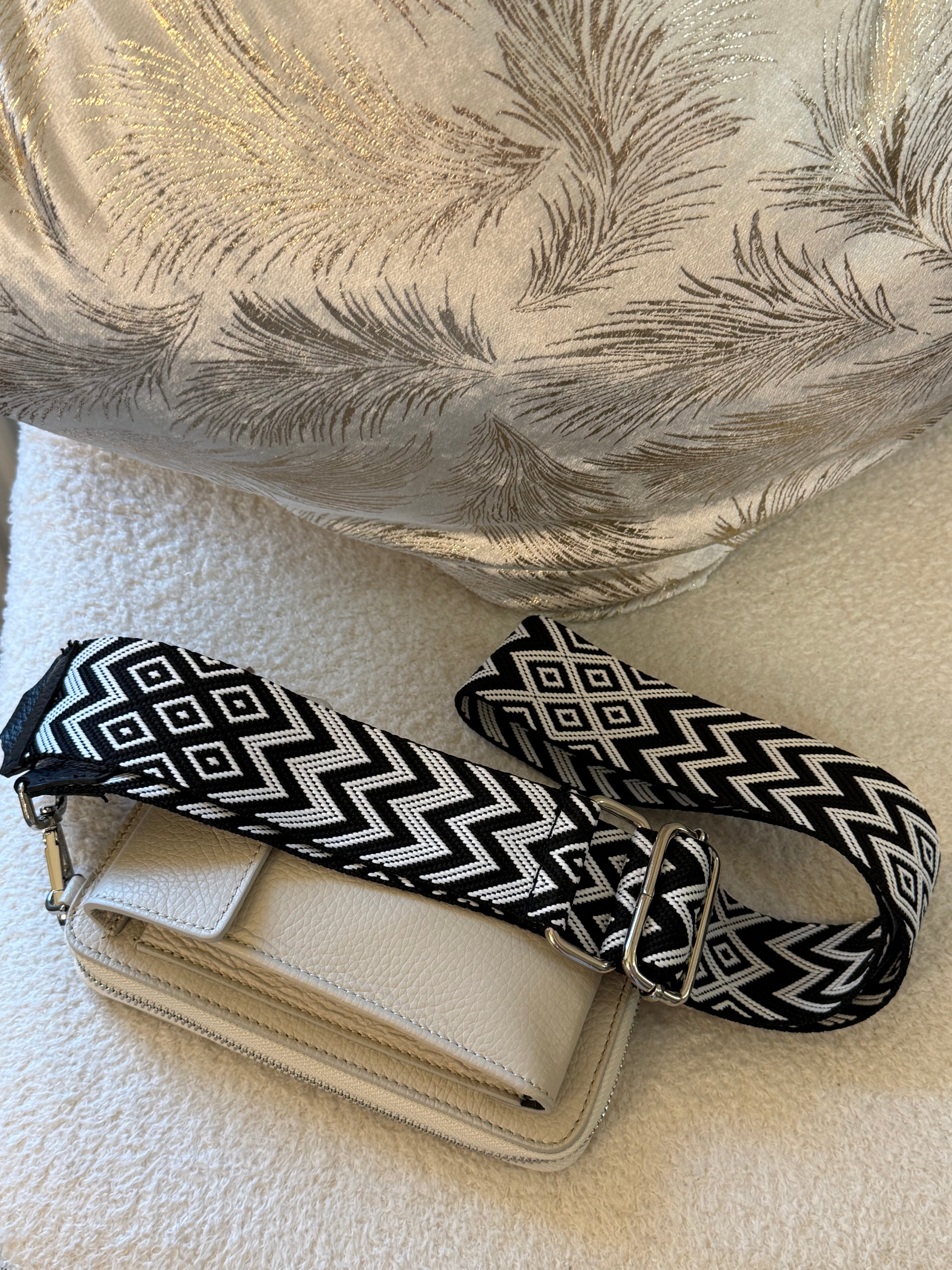 Stoff - Taschengurt mit „Echtleder“ in vielen Varianten