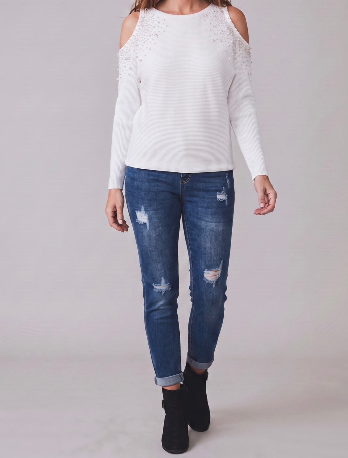 Jeans mit tollen „Patches“ in blau Gr. 38 - 48