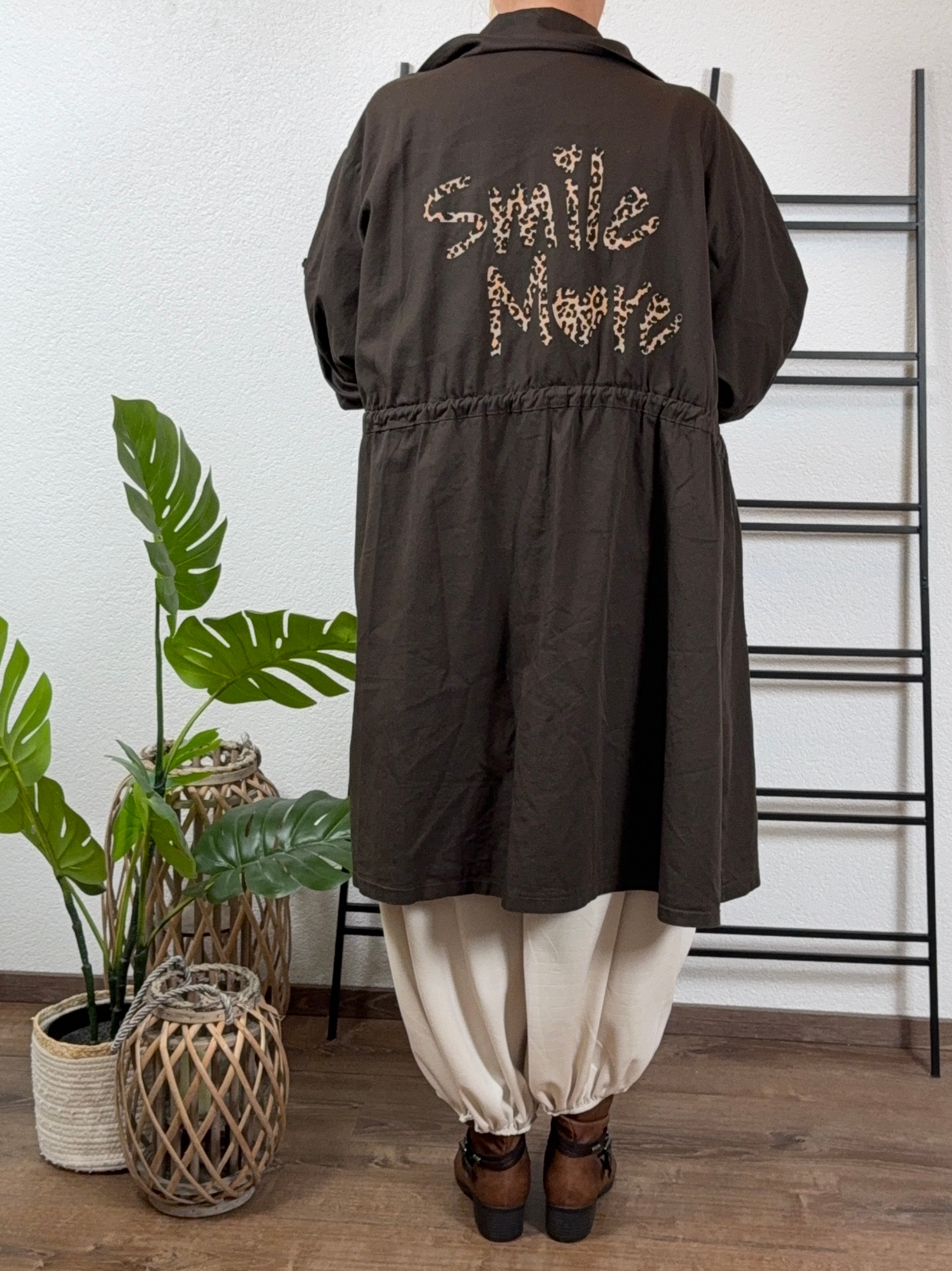 Leichter Oversize Vintage Mantel „Smile More“ 2 Farben